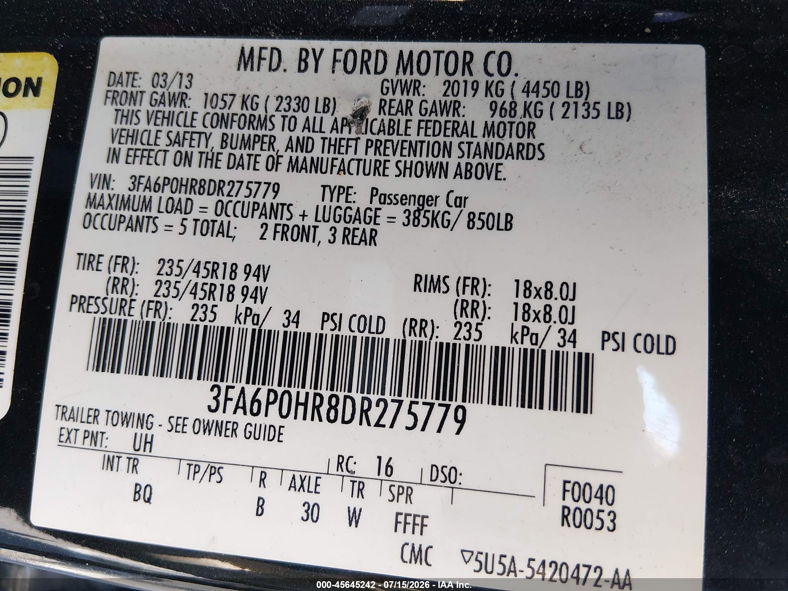 2013 Ford Fusion Se Black vin: 3FA6P0HR8DR275779