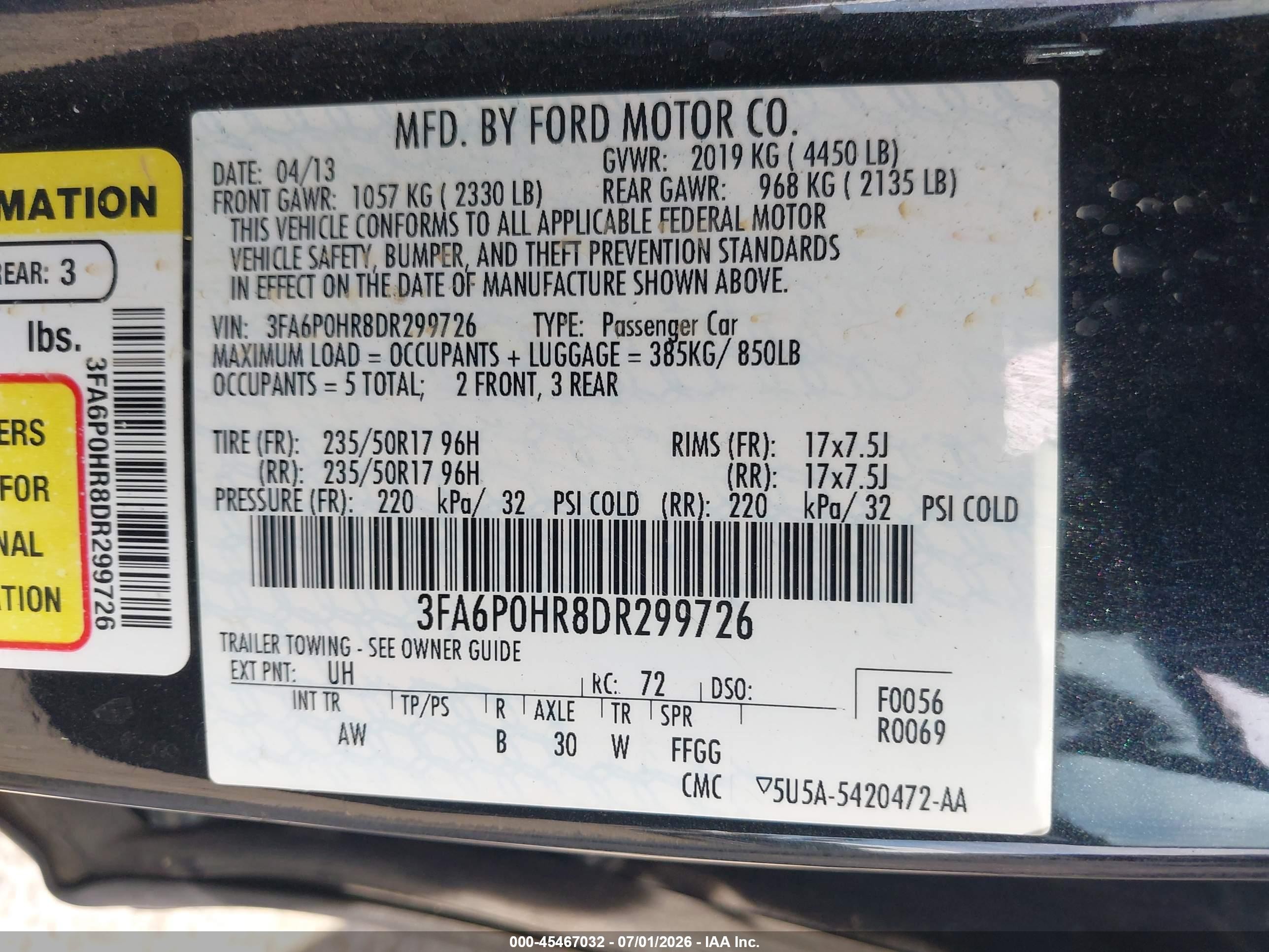 2013 Ford Fusion Se Black vin: 3FA6P0HR8DR299726