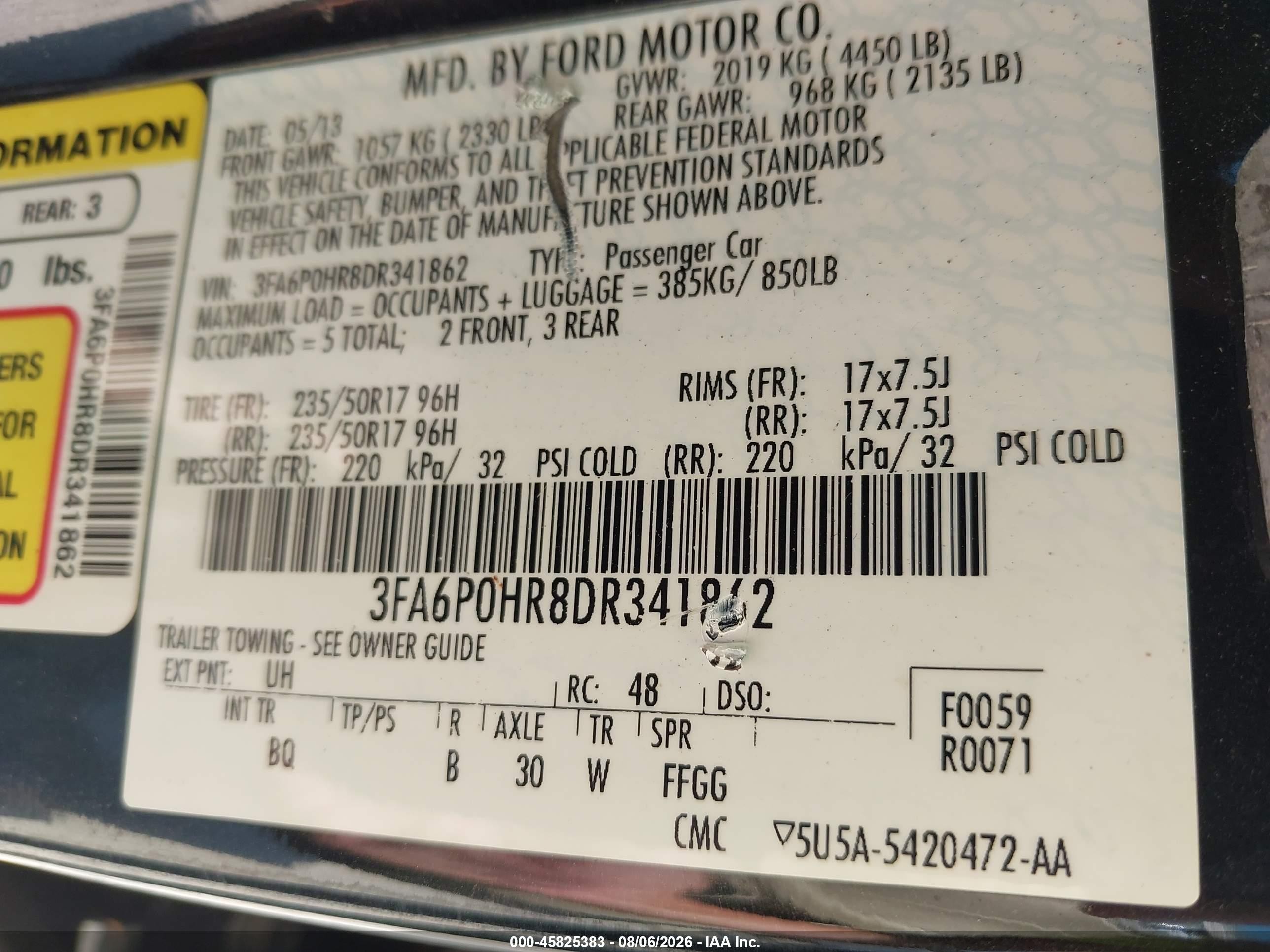 2013 Ford Fusion Se Black vin: 3FA6P0HR8DR341862
