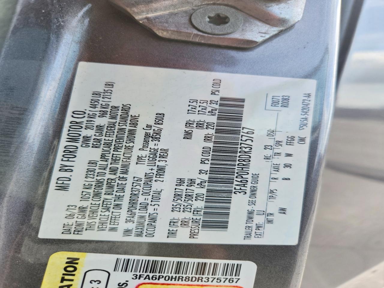2013 Ford Fusion Se Gray vin: 3FA6P0HR8DR375767