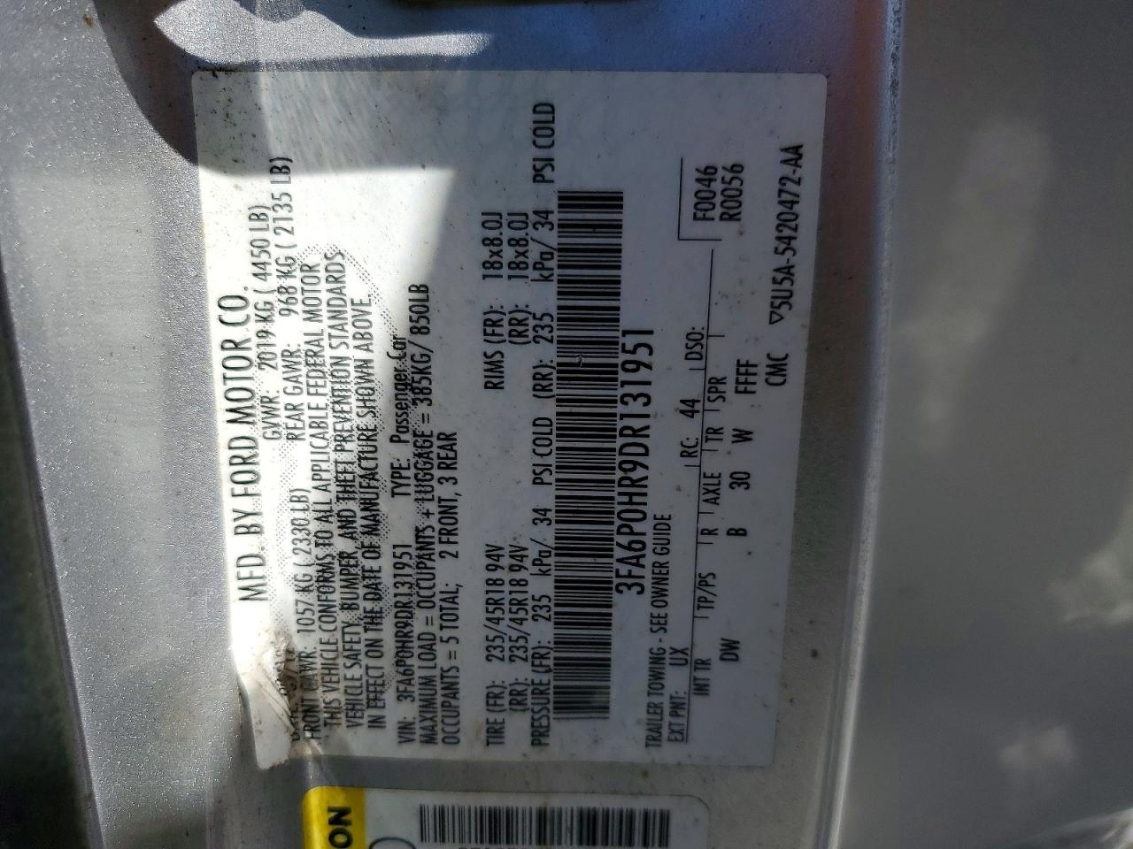 2013 Ford Fusion Se Silver vin: 3FA6P0HR9DR131951