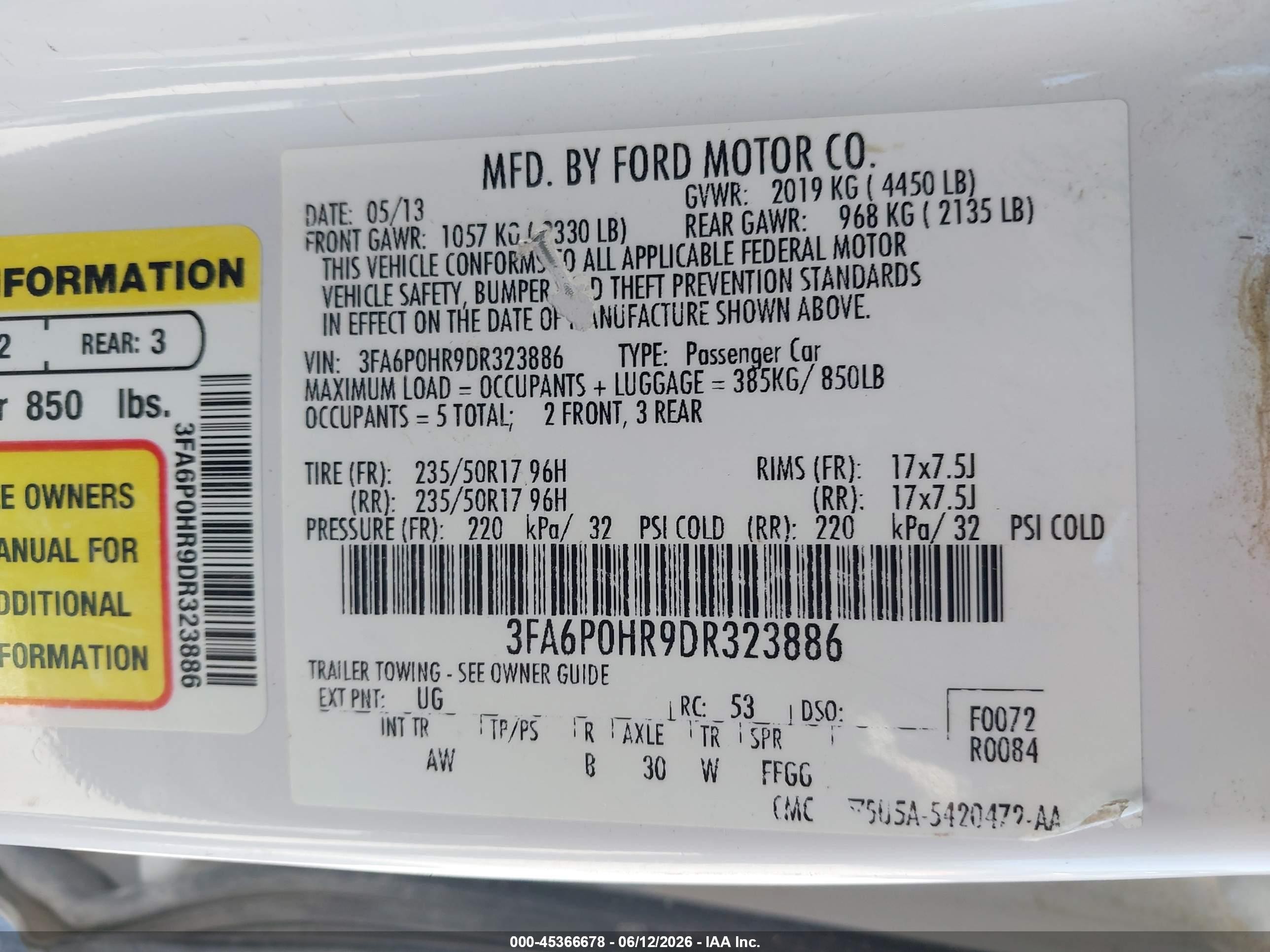 2013 Ford Fusion Se Белый vin: 3FA6P0HR9DR323886