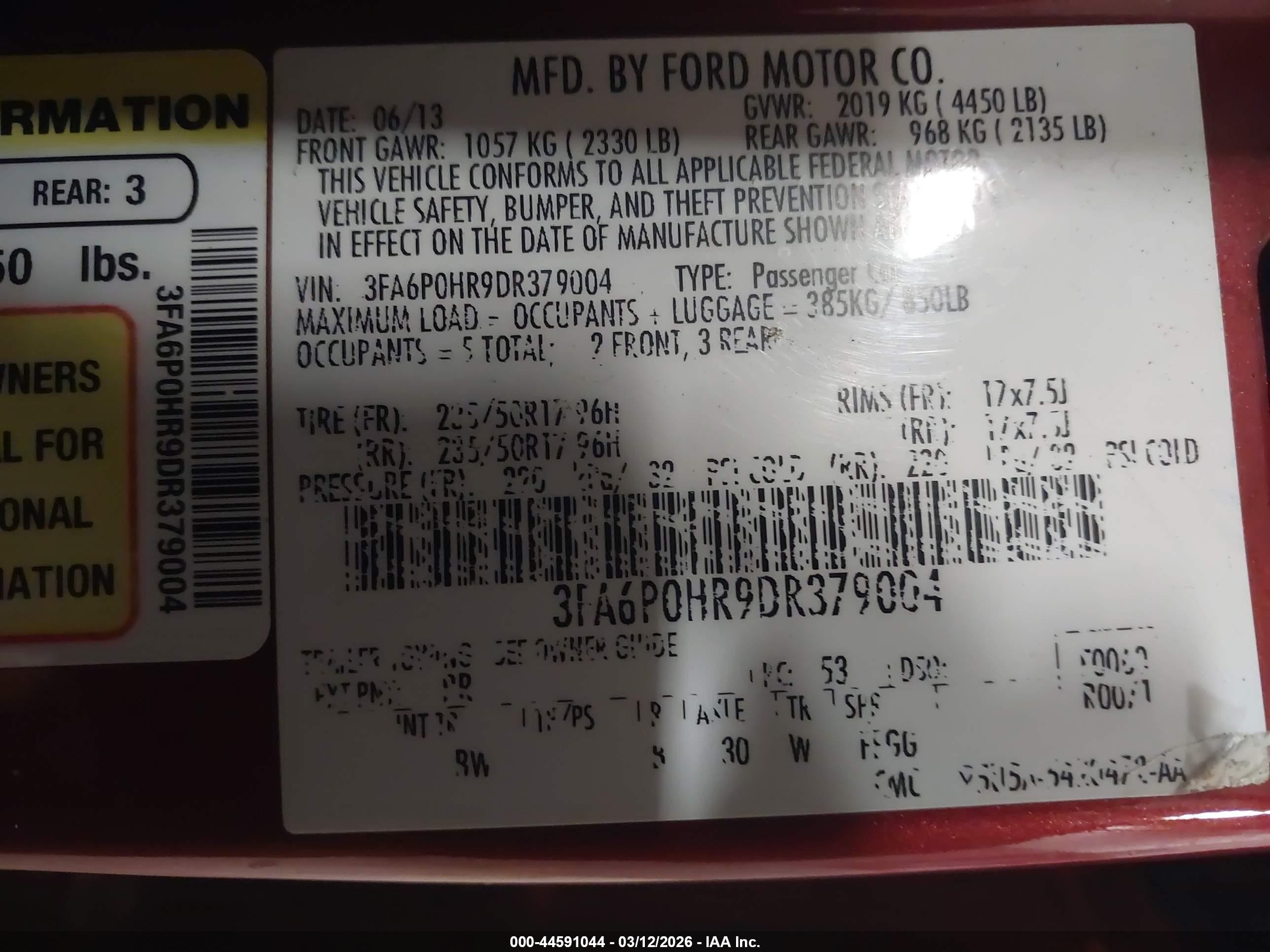 2013 Ford Fusion Se Red vin: 3FA6P0HR9DR379004