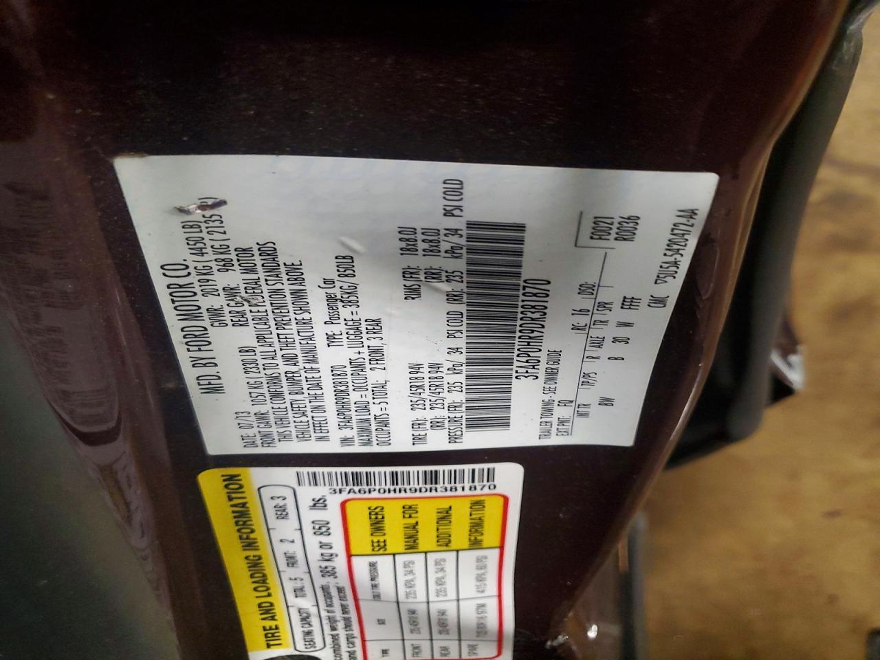2013 Ford Fusion Se Purple vin: 3FA6P0HR9DR381870