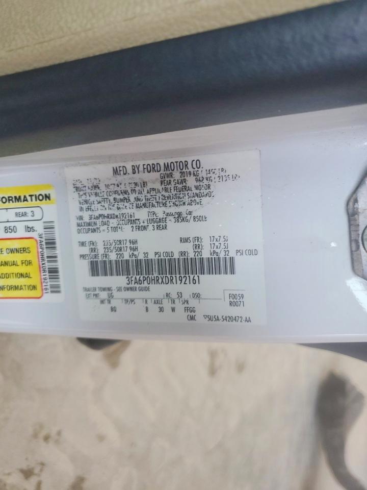 2013 Ford Fusion Se White vin: 3FA6P0HRXDR192161