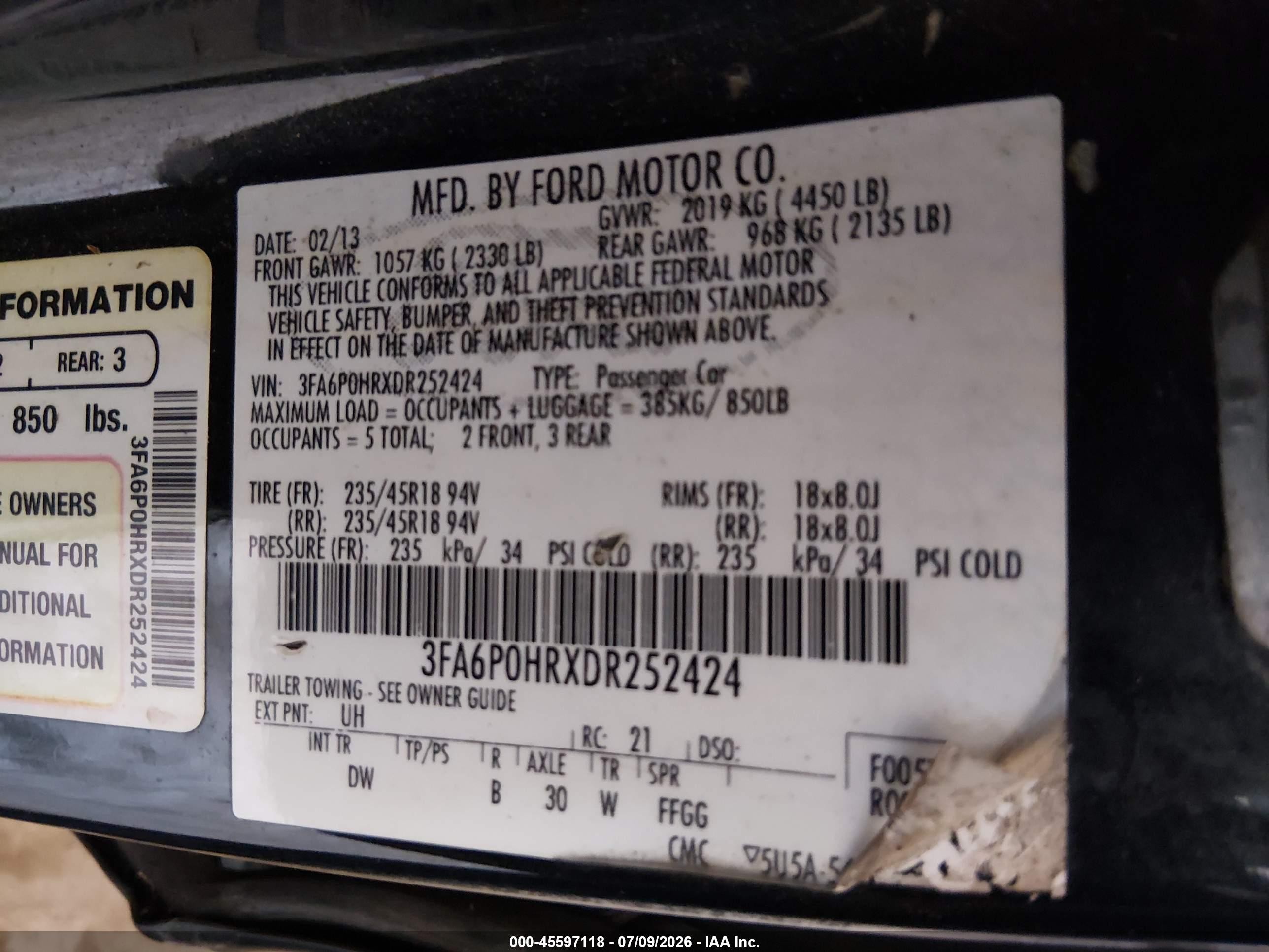 2013 Ford Fusion Se Black vin: 3FA6P0HRXDR252424