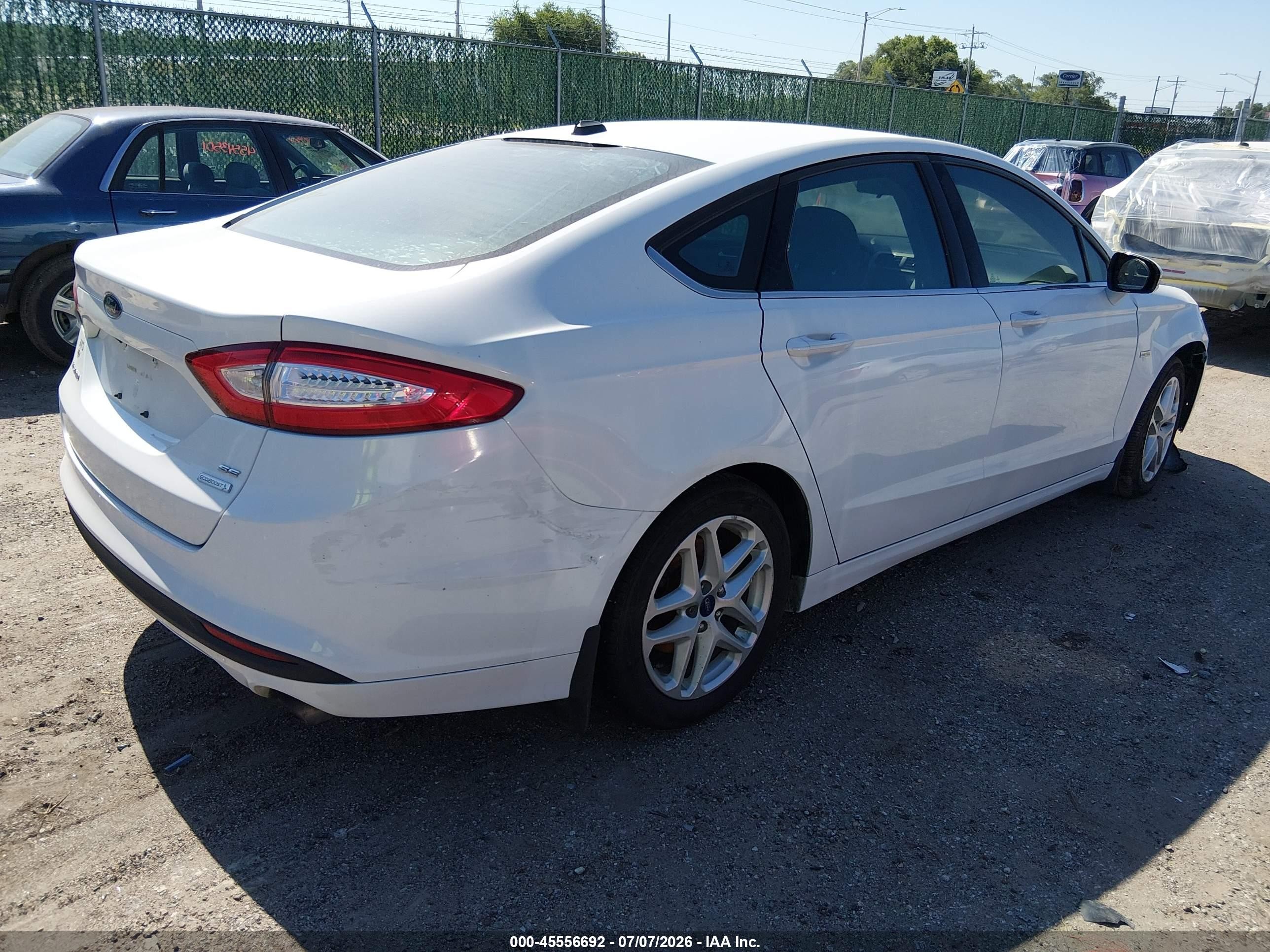 2013 Ford Fusion Se White vin: 3FA6P0HRXDR343824