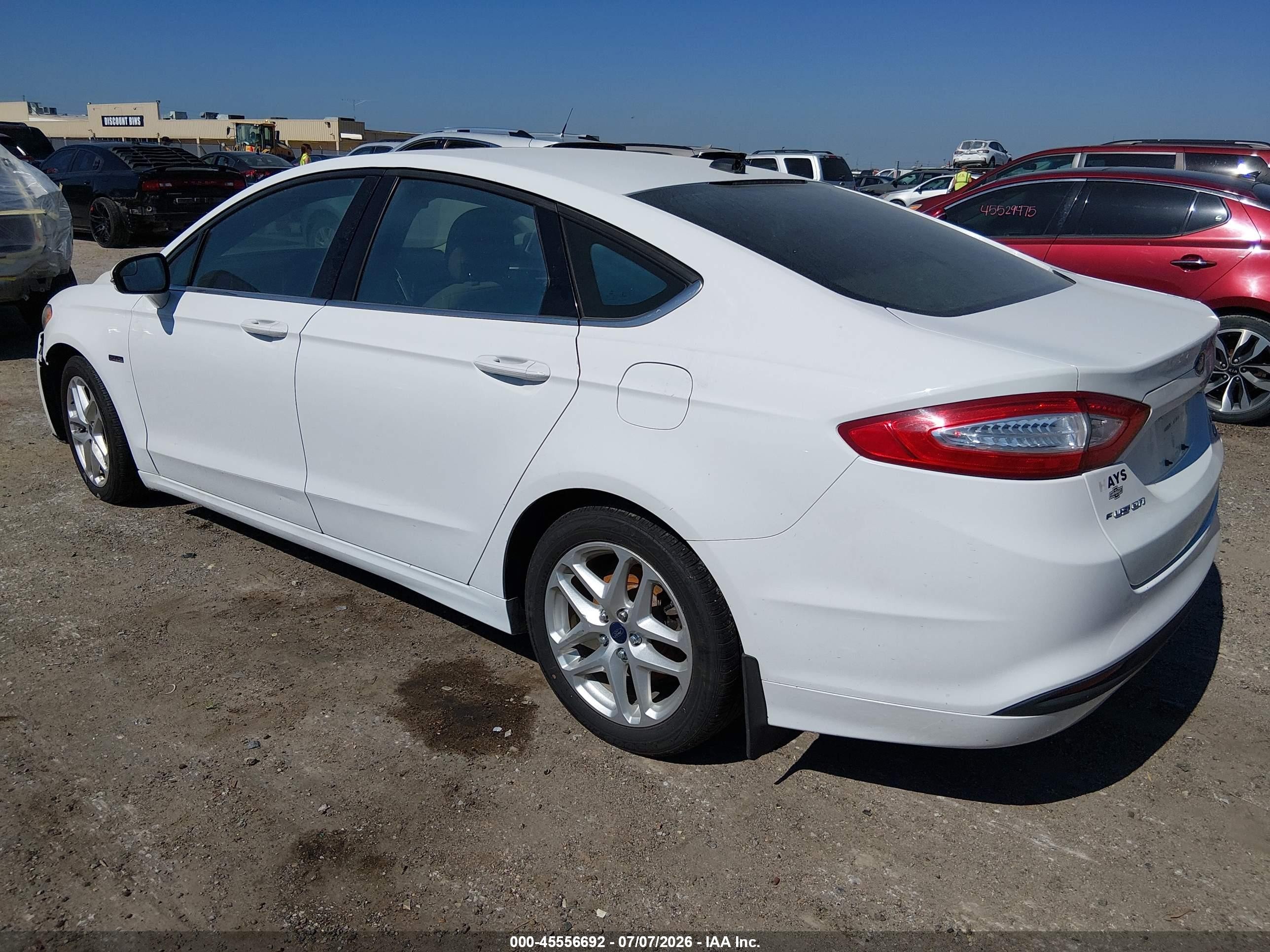 2013 Ford Fusion Se White vin: 3FA6P0HRXDR343824