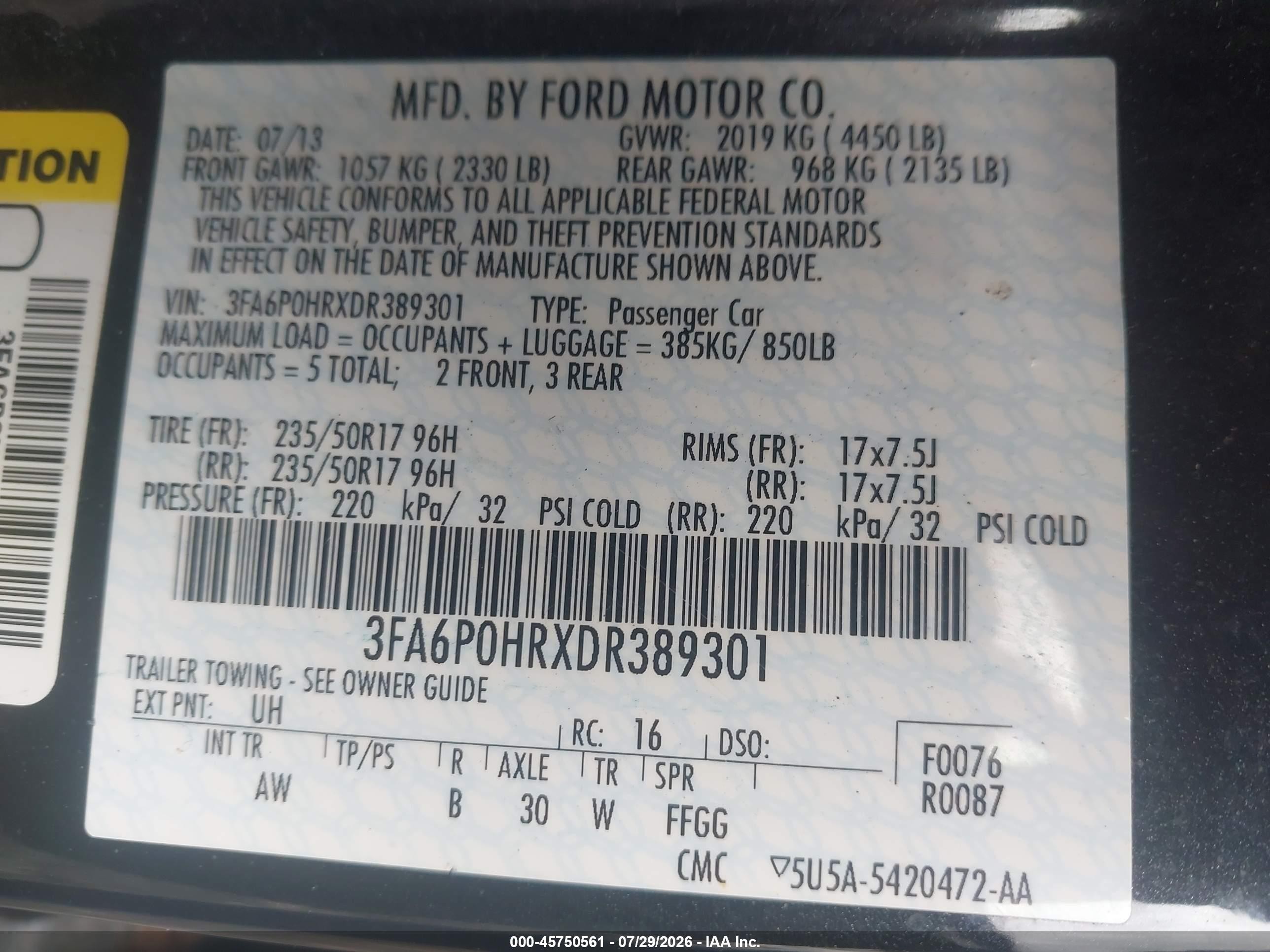 2013 Ford Fusion Se Black vin: 3FA6P0HRXDR389301