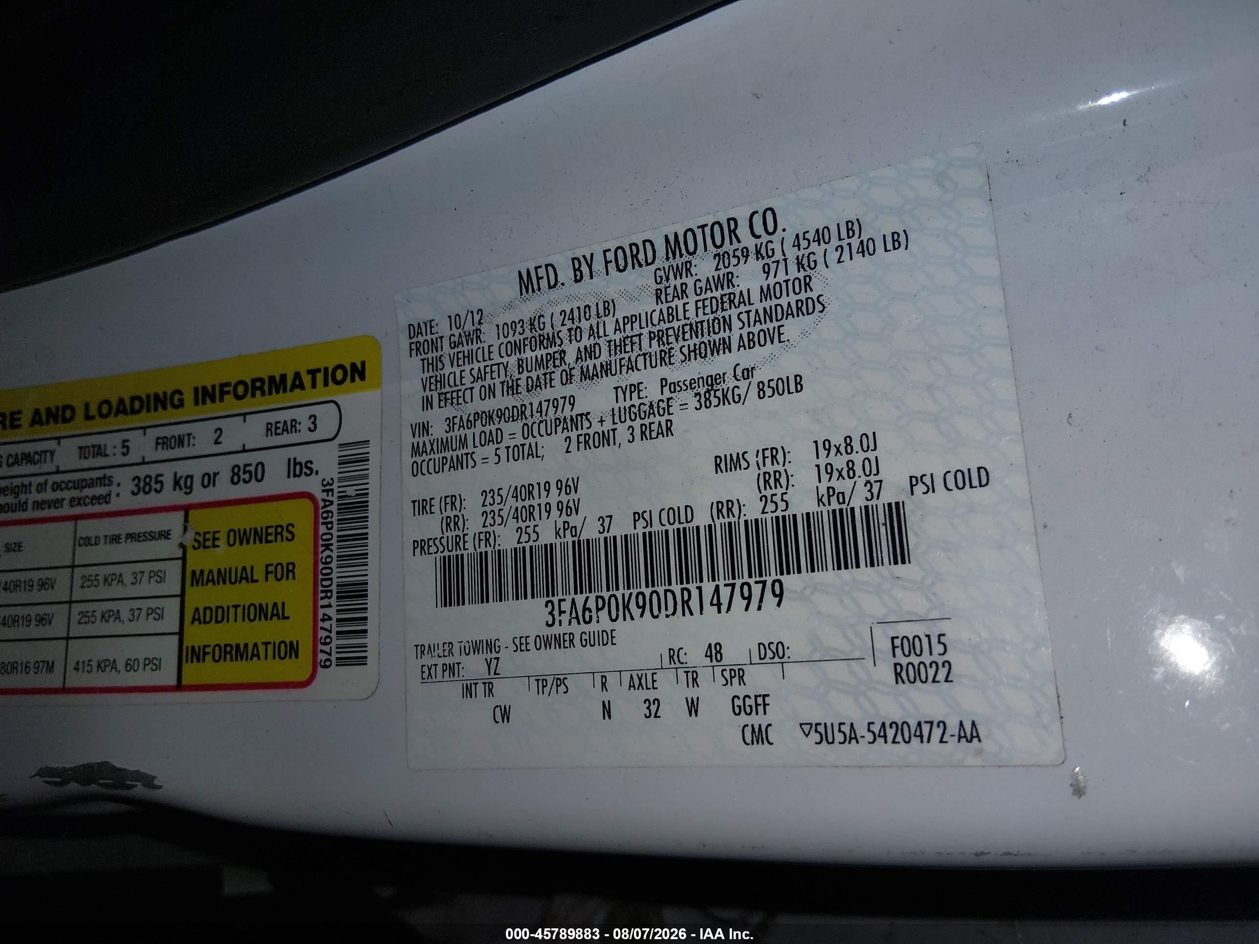 2013 Ford Fusion Titanium White vin: 3FA6P0K90DR147979