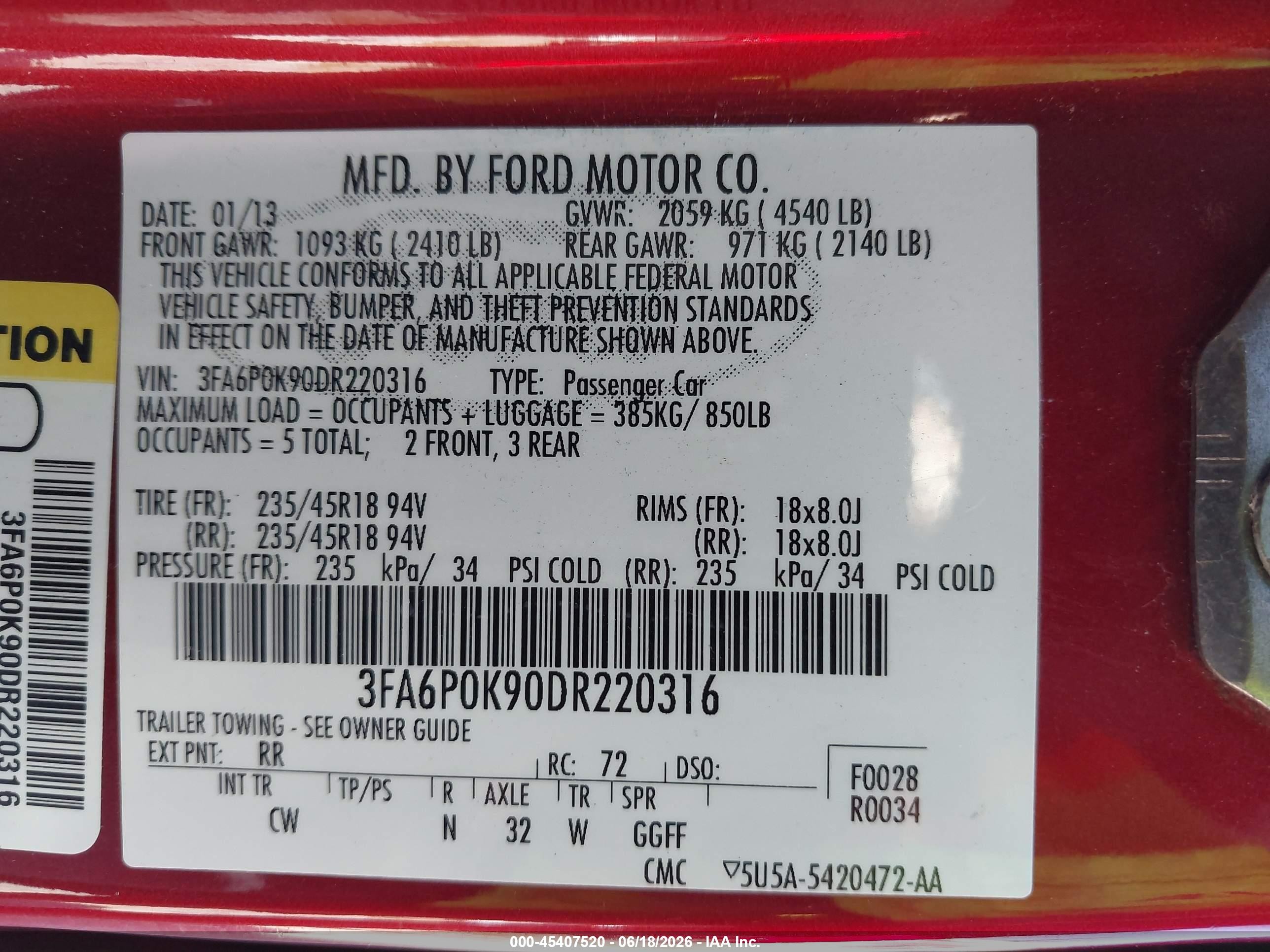 2013 Ford Fusion Titanium Red vin: 3FA6P0K90DR220316