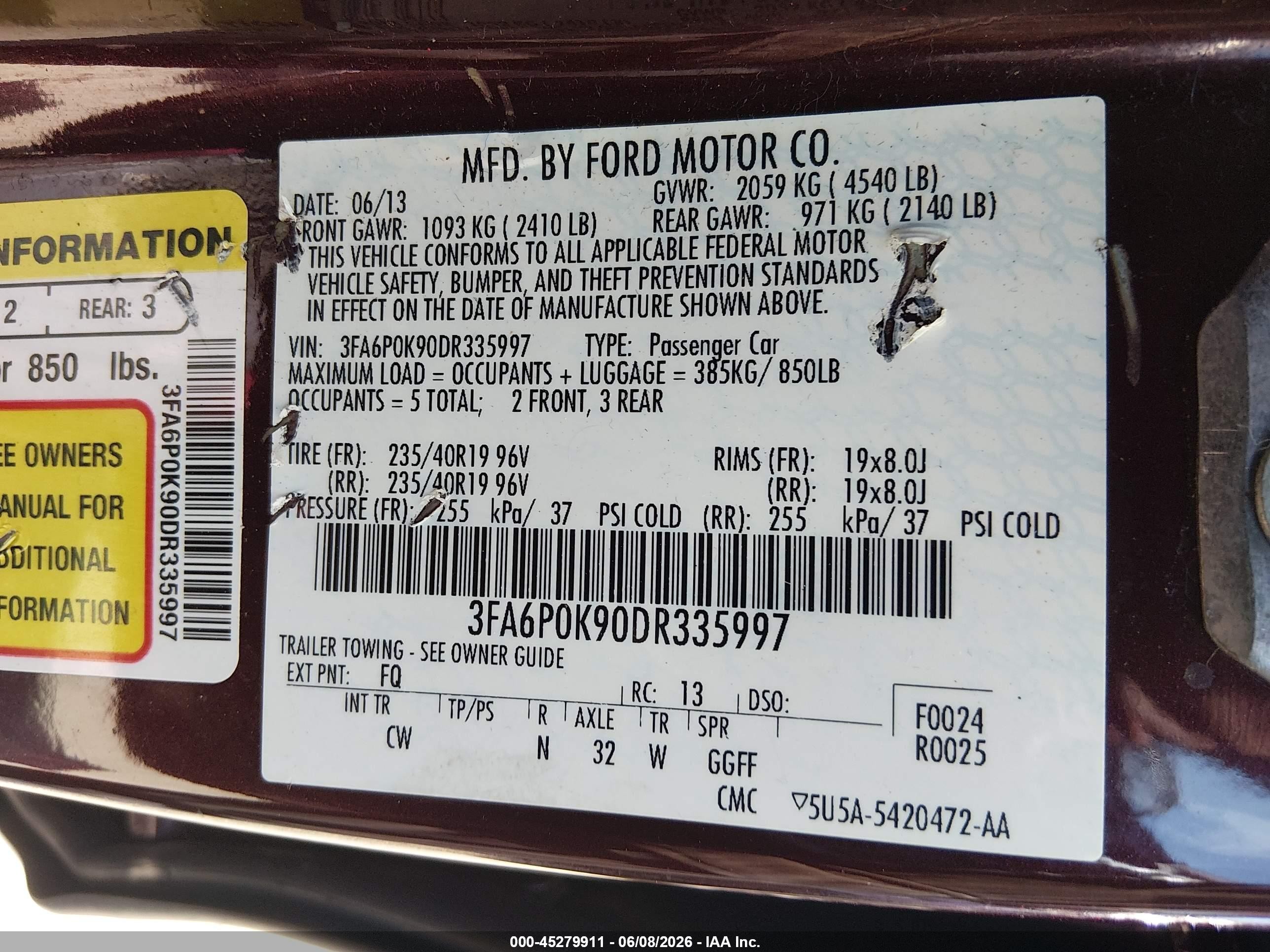 2013 Ford Fusion Titanium Бордовый vin: 3FA6P0K90DR335997