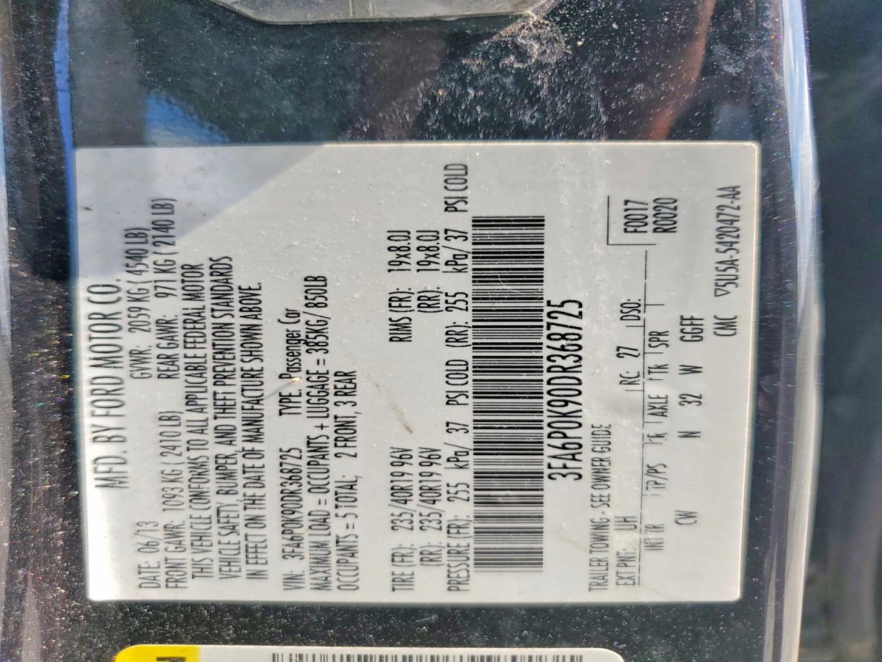 2013 Ford Fusion Titanium Black vin: 3FA6P0K90DR368725