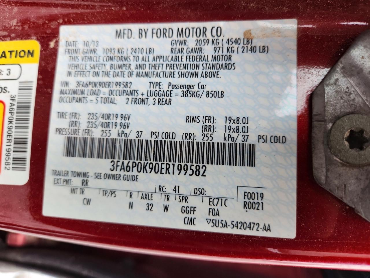 2014 Ford Fusion Titanium Красный vin: 3FA6P0K90ER199582