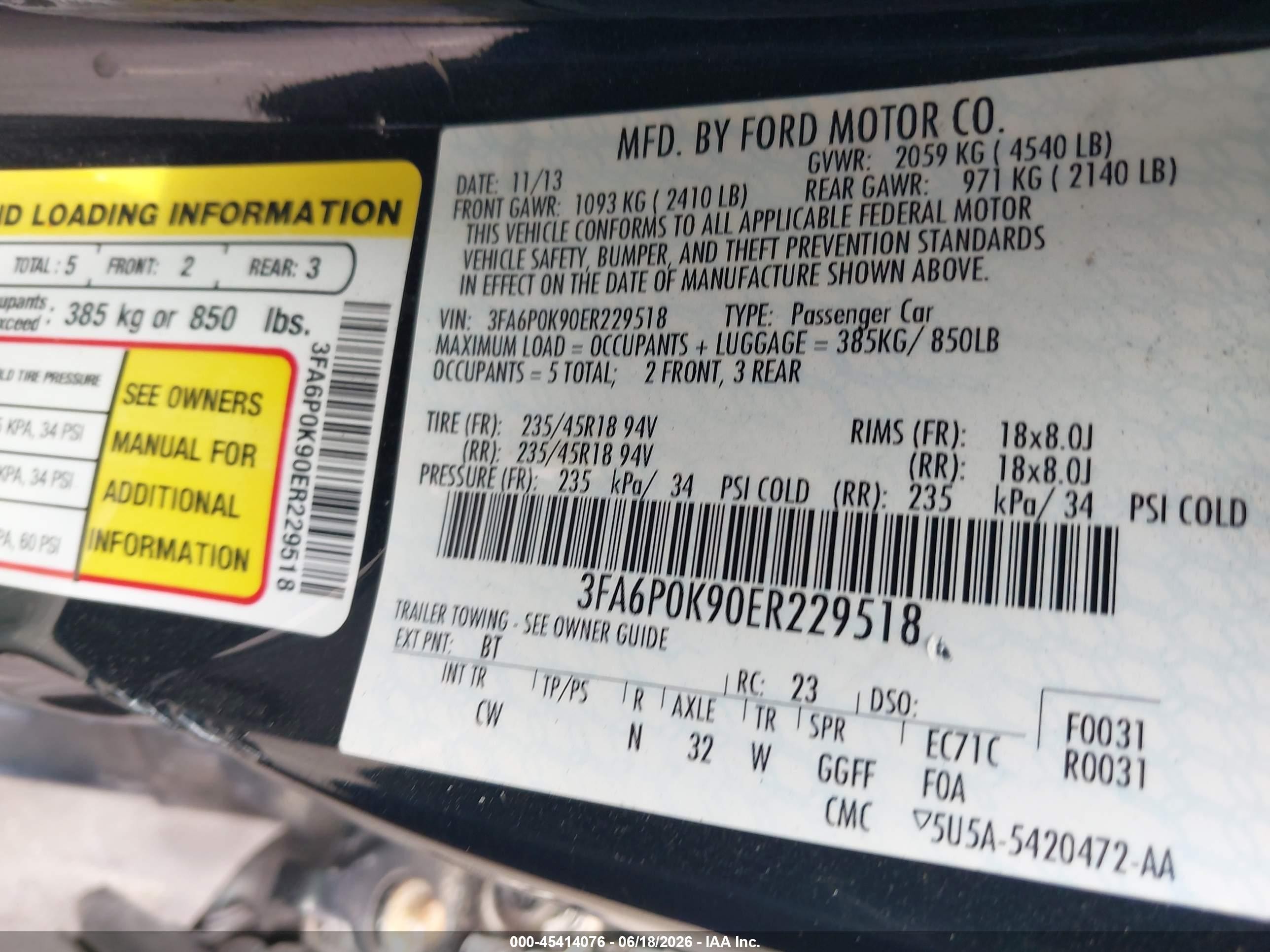 2014 Ford Fusion Titanium Dark Blue vin: 3FA6P0K90ER229518