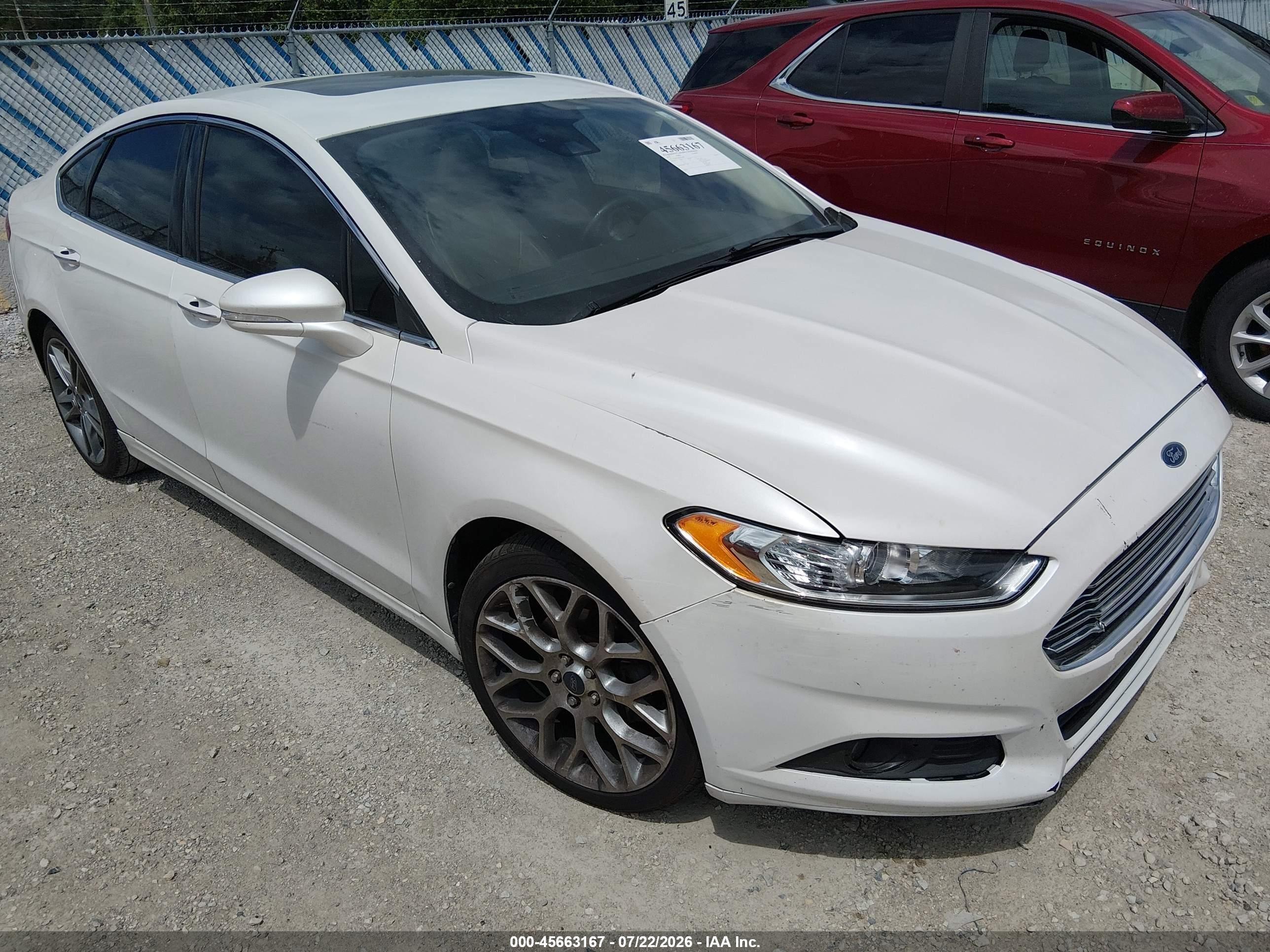 2014 Ford Fusion Titanium White vin: 3FA6P0K90ER255066