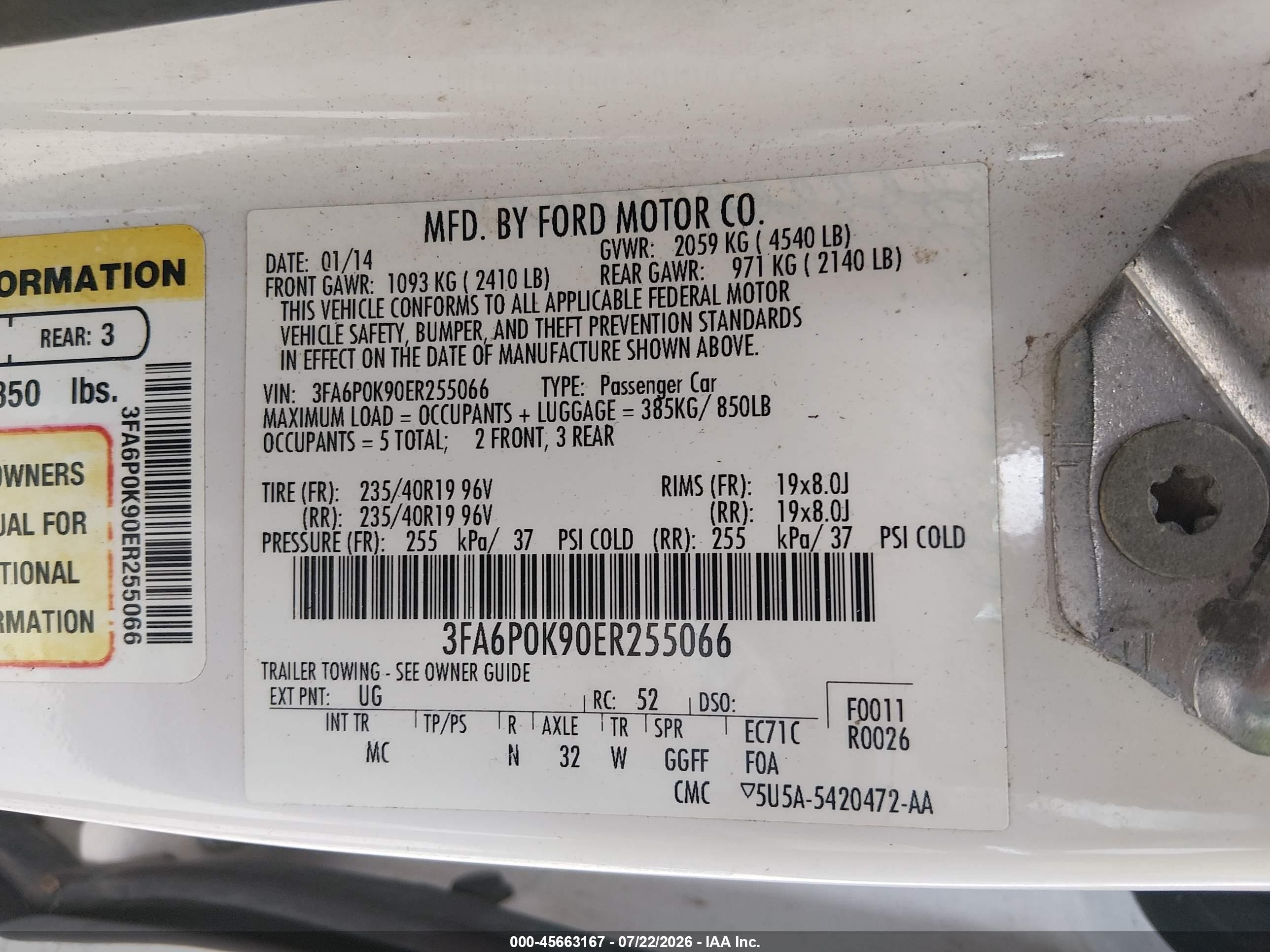 2014 Ford Fusion Titanium Белый vin: 3FA6P0K90ER255066