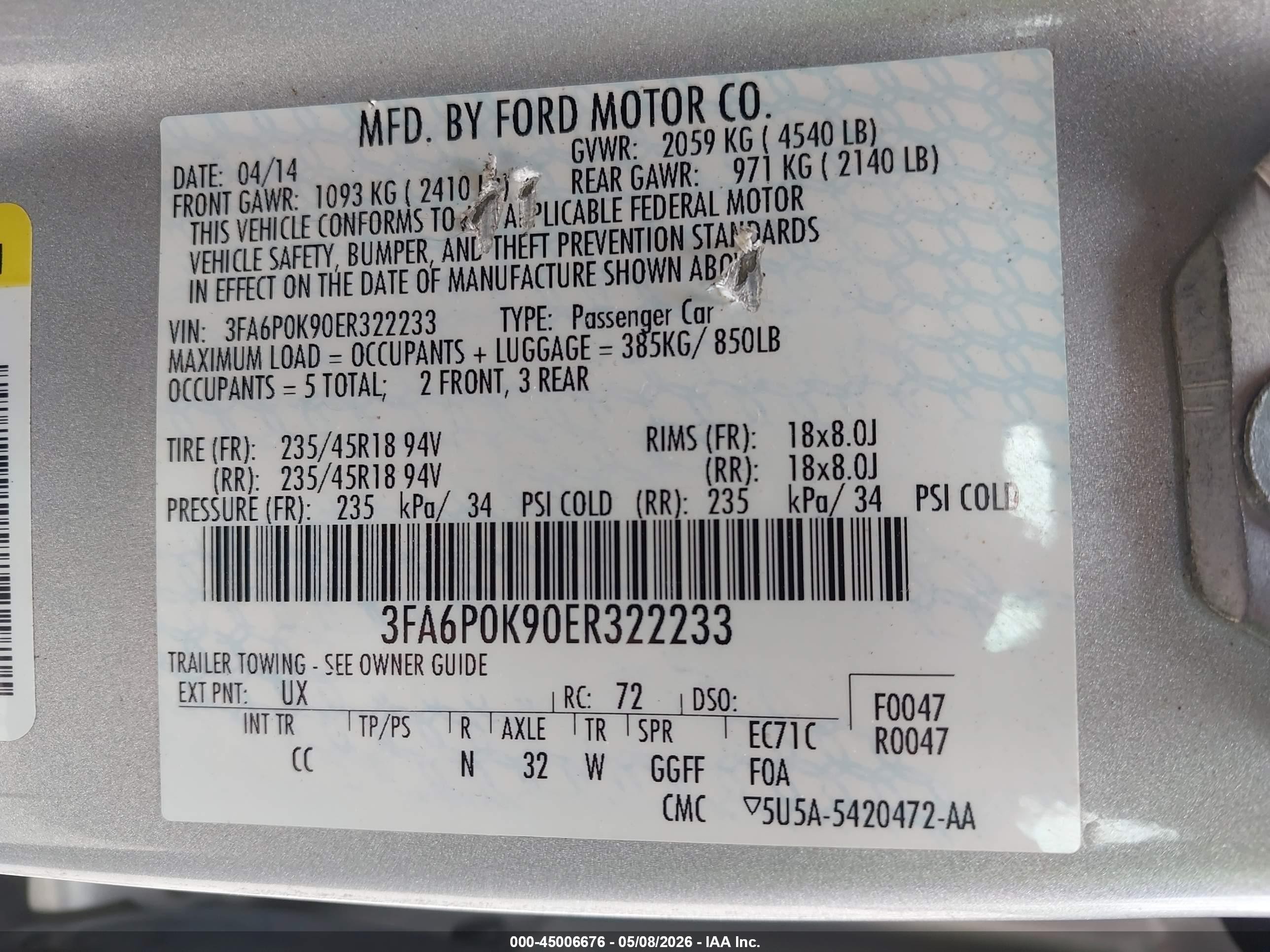 2014 Ford Fusion Titanium Серебряный vin: 3FA6P0K90ER322233