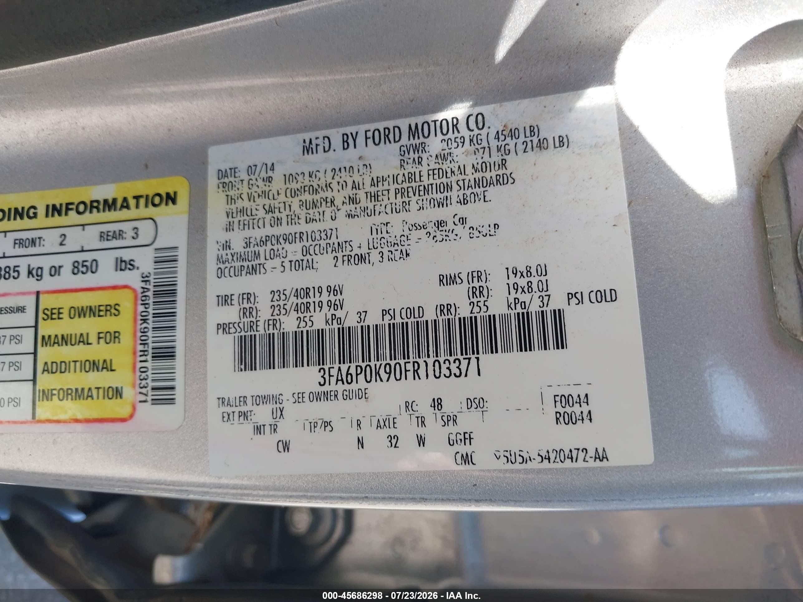 2015 Ford Fusion Titanium Silver vin: 3FA6P0K90FR103371