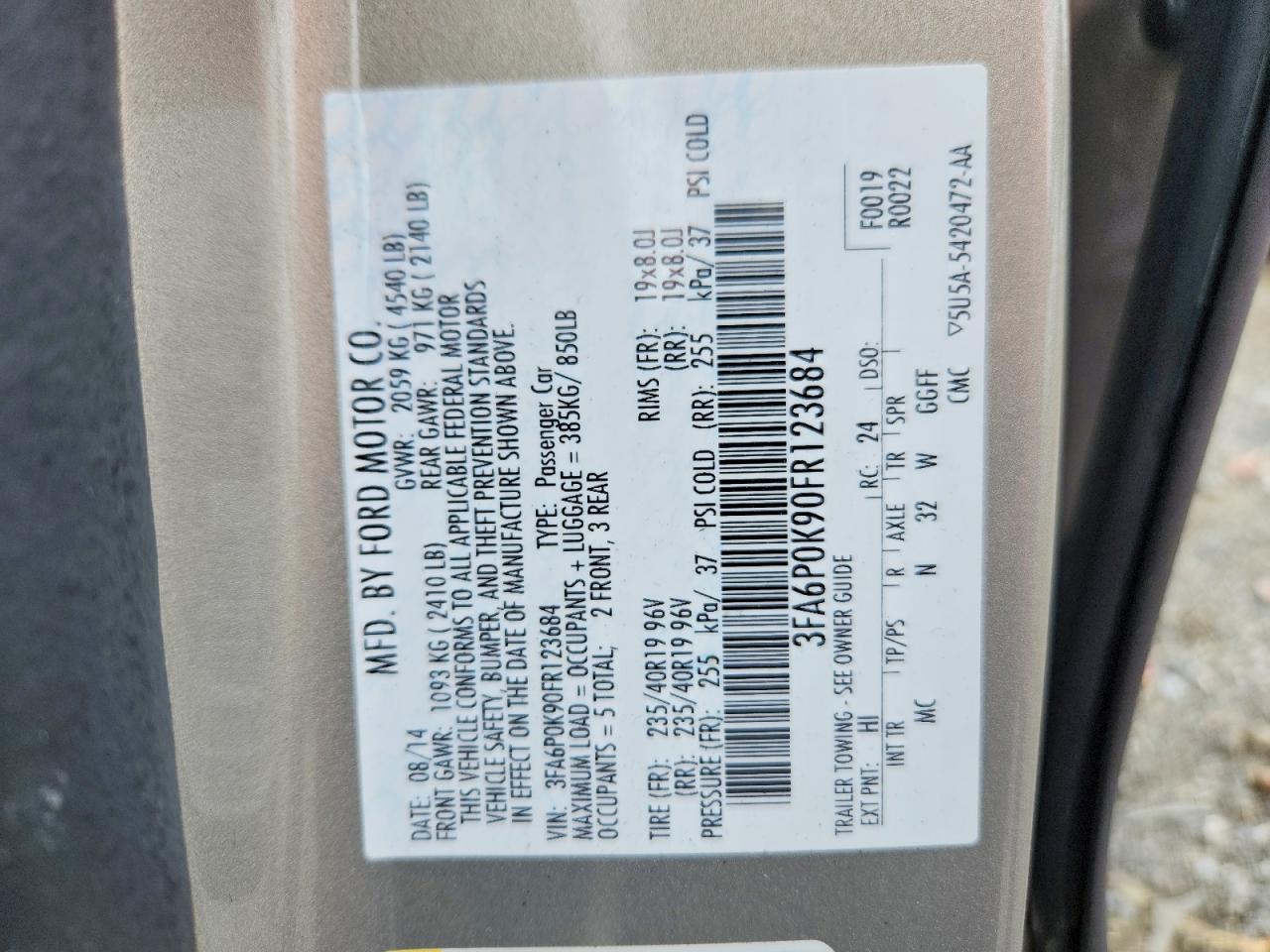 2015 Ford Fusion Titanium Gold vin: 3FA6P0K90FR123684
