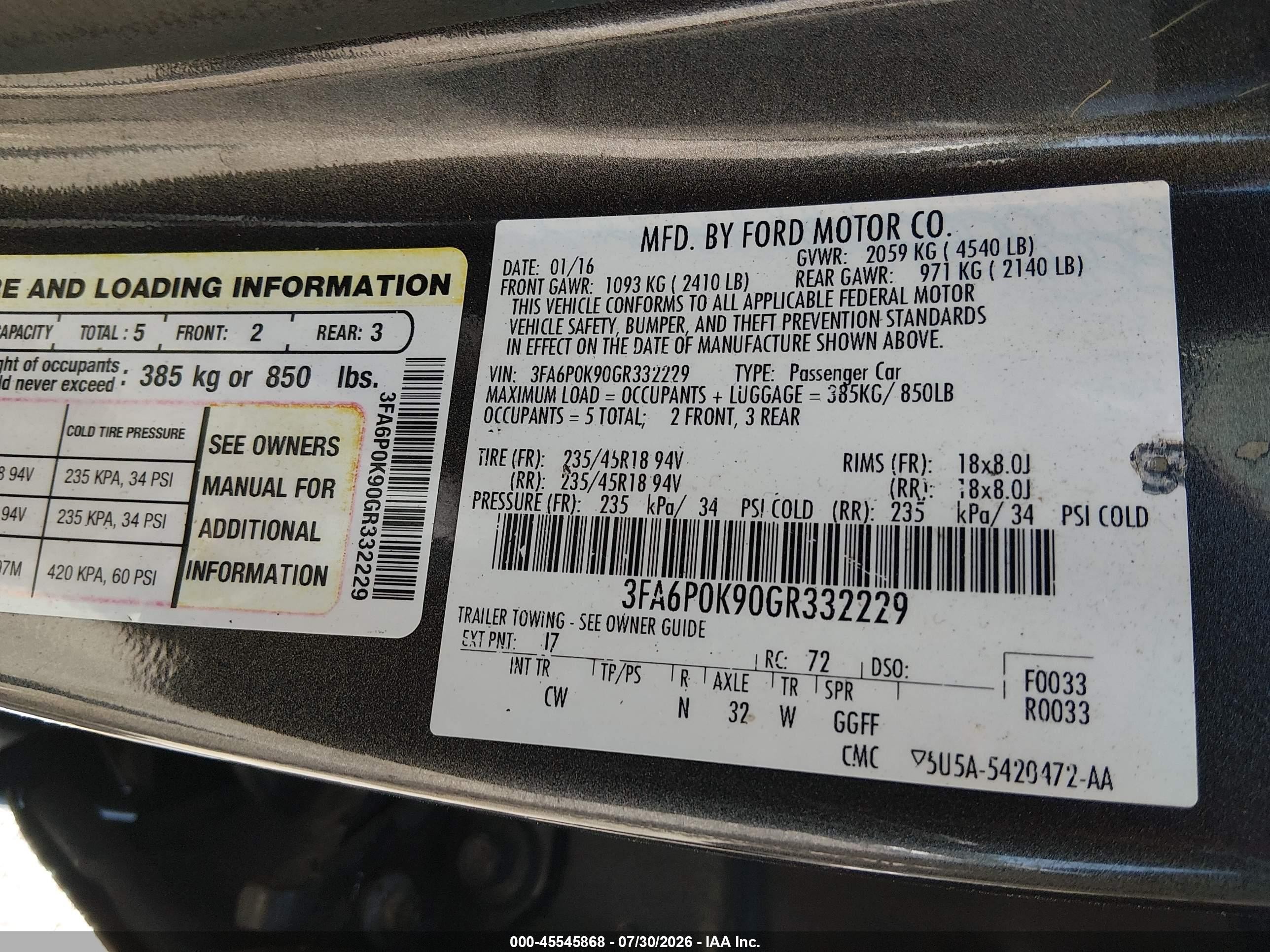 2016 Ford Fusion Titanium Серый vin: 3FA6P0K90GR332229