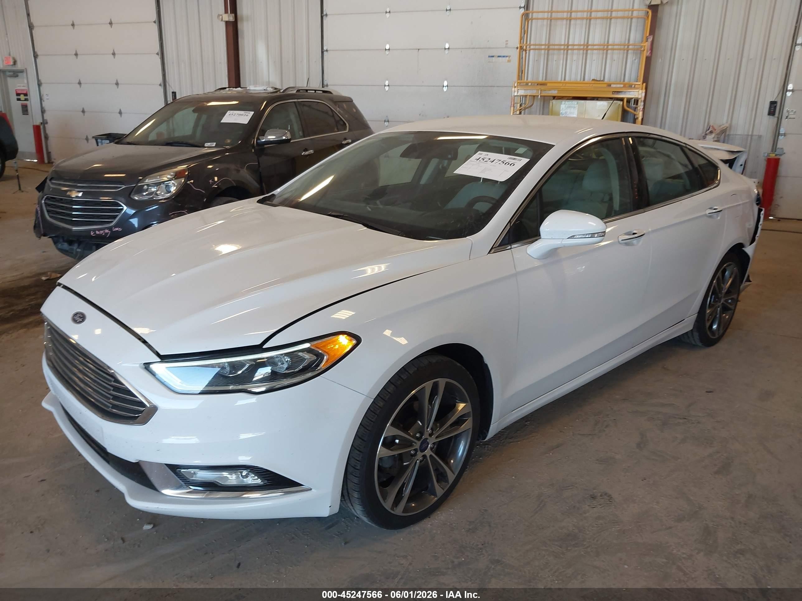 2017 Ford Fusion Titanium White vin: 3FA6P0K90HR175495
