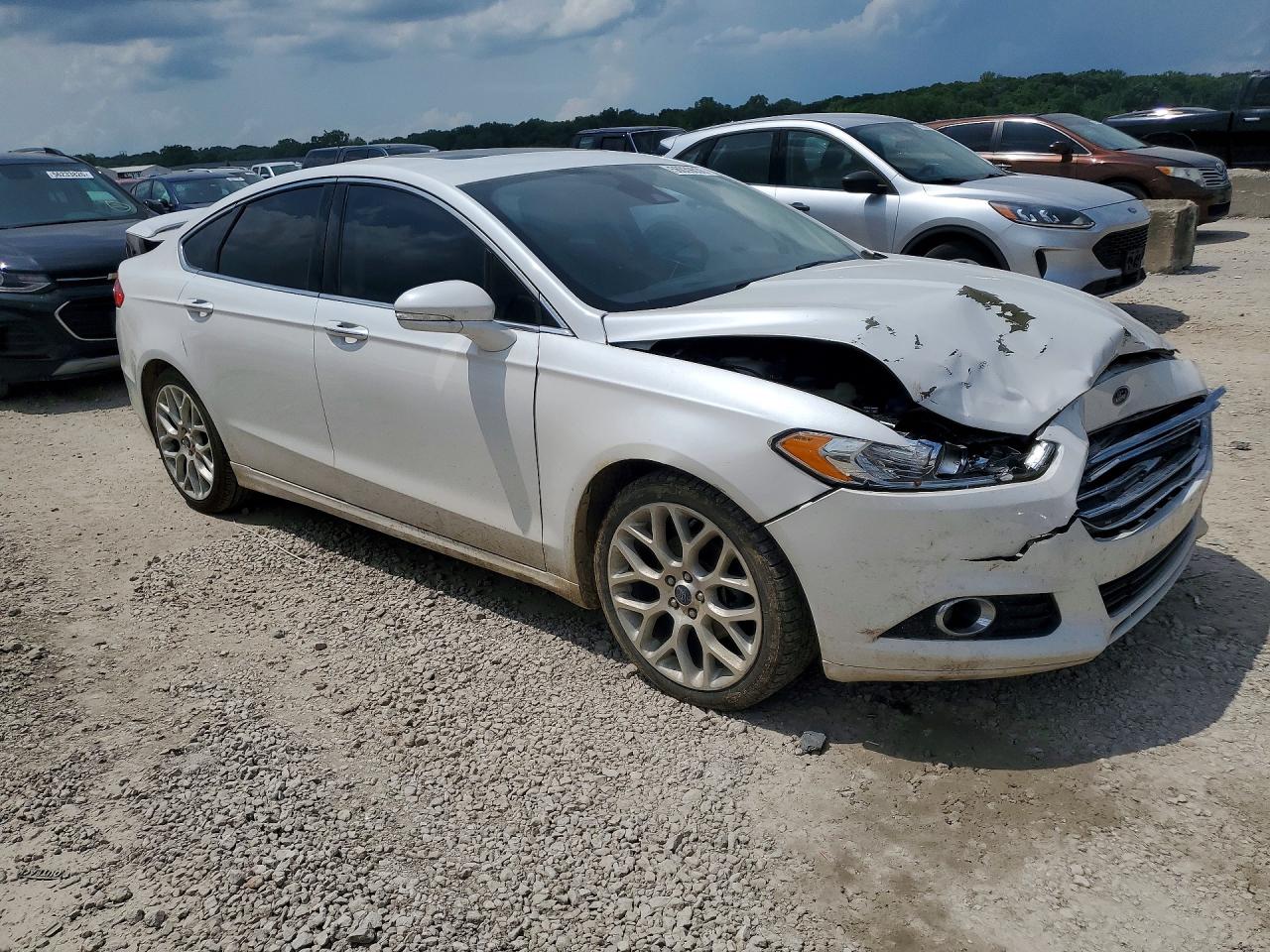 2014 Ford Fusion Titanium White vin: 3FA6P0K91ER133655