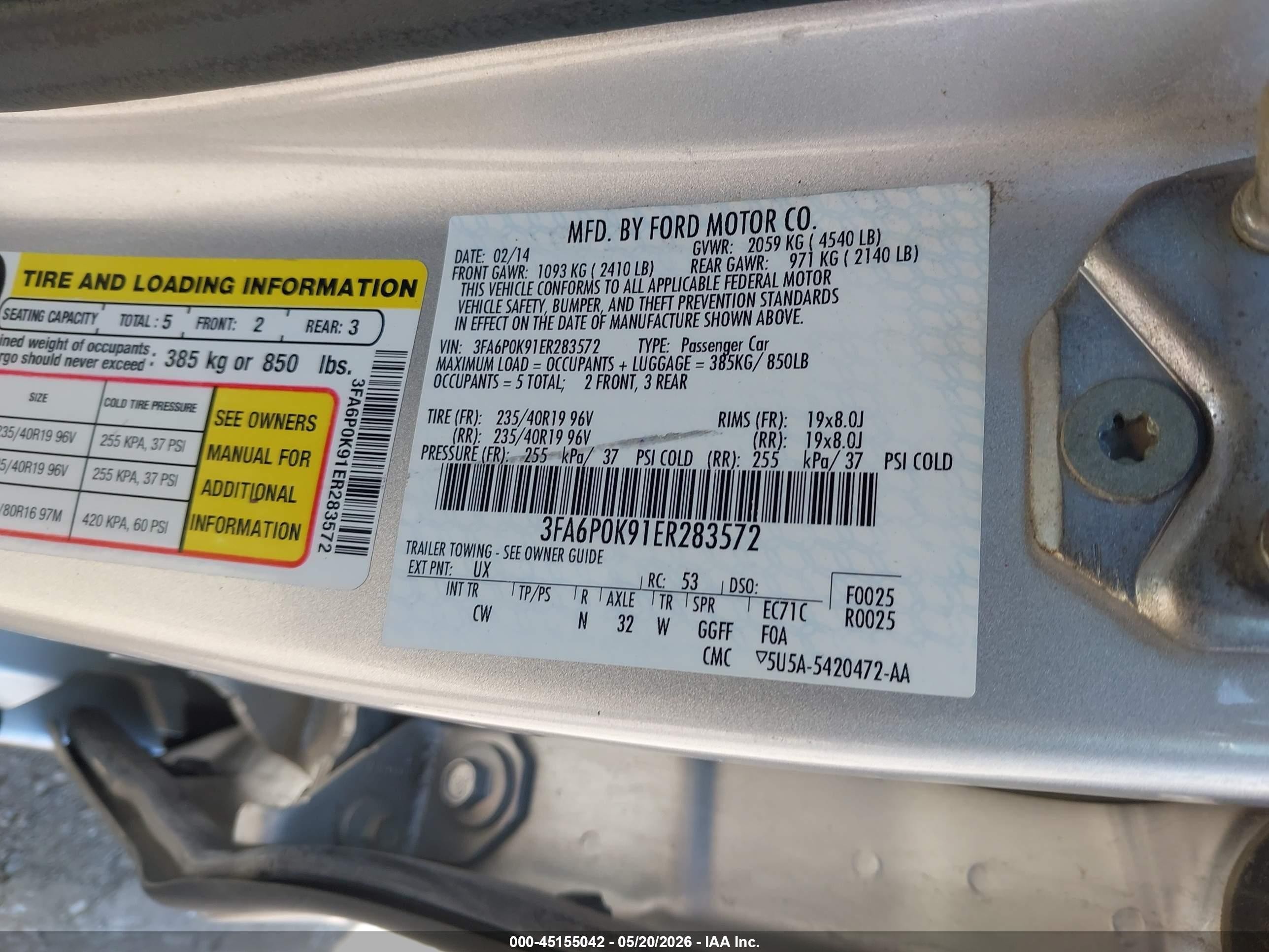 2014 Ford Fusion Titanium Silver vin: 3FA6P0K91ER283572