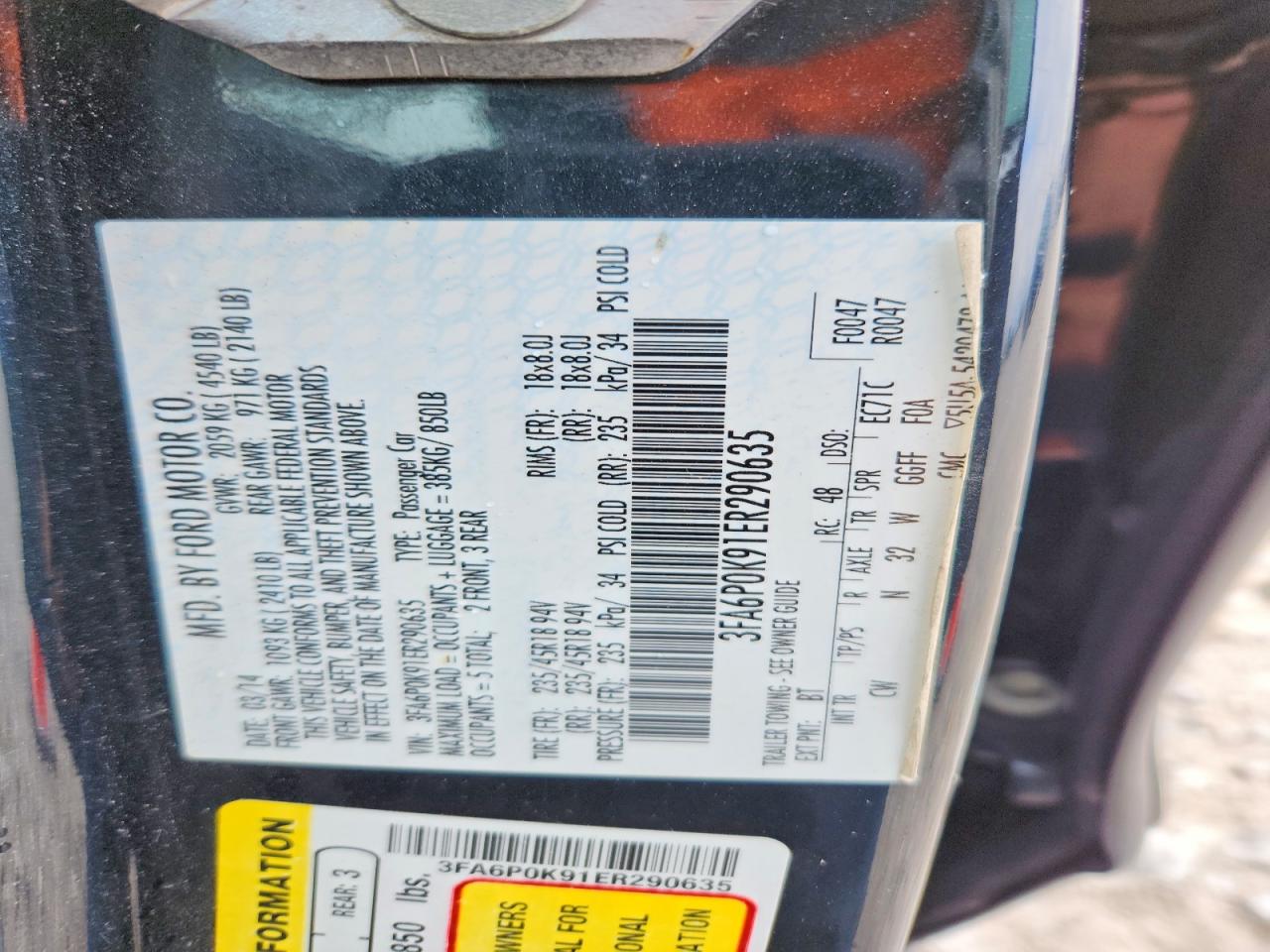 2014 Ford Fusion Titanium Black vin: 3FA6P0K91ER290635