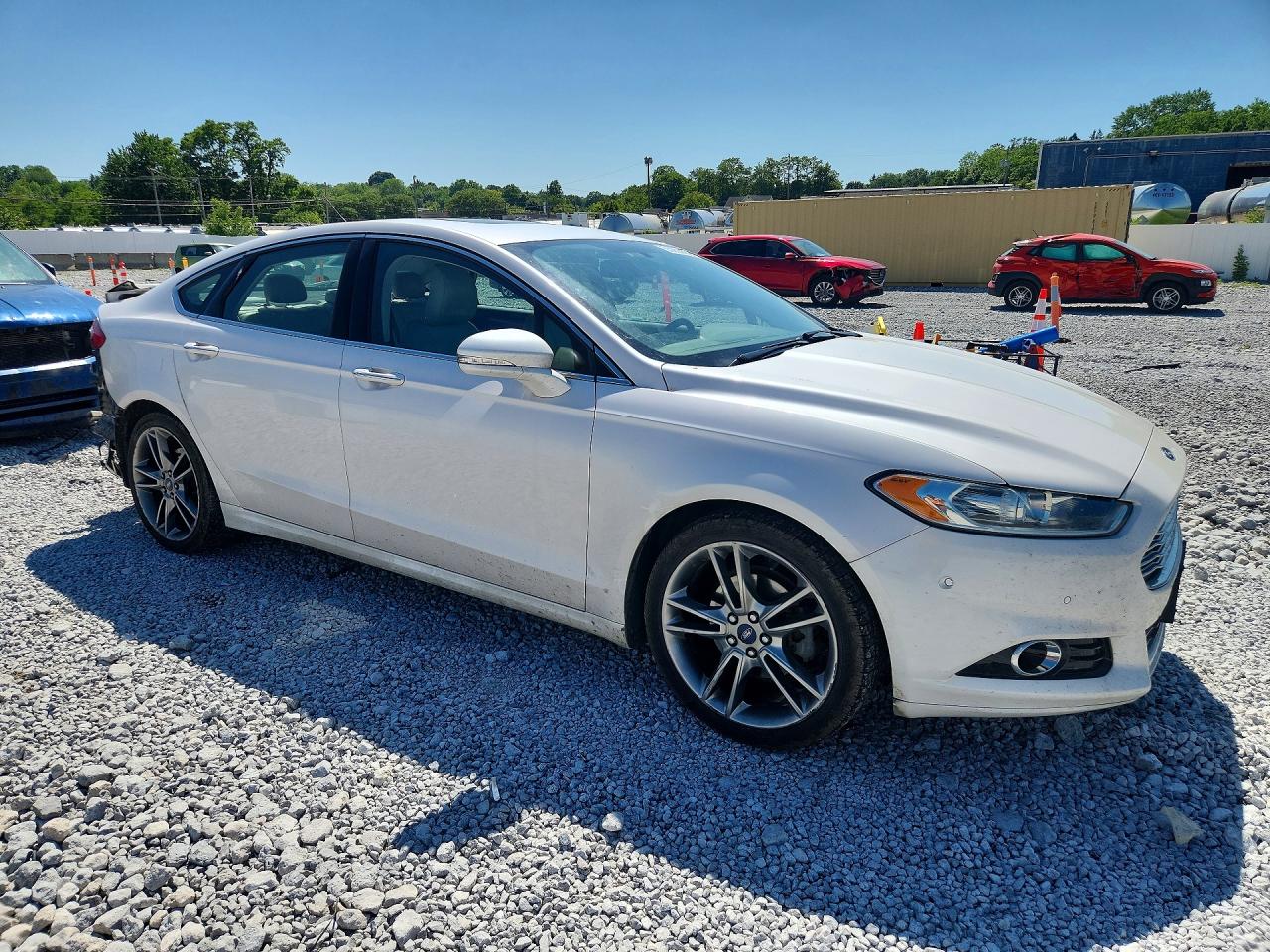 2015 Ford Fusion Titanium White vin: 3FA6P0K91FR101242