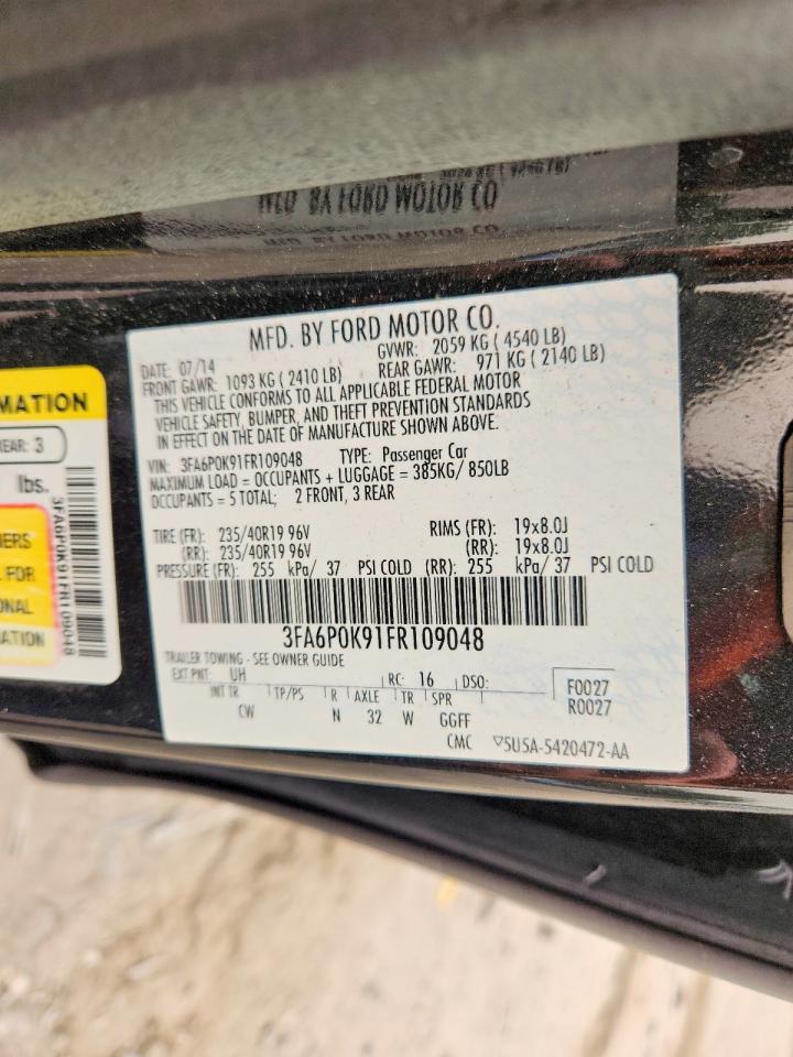 2015 Ford Fusion Titanium Black vin: 3FA6P0K91FR109048