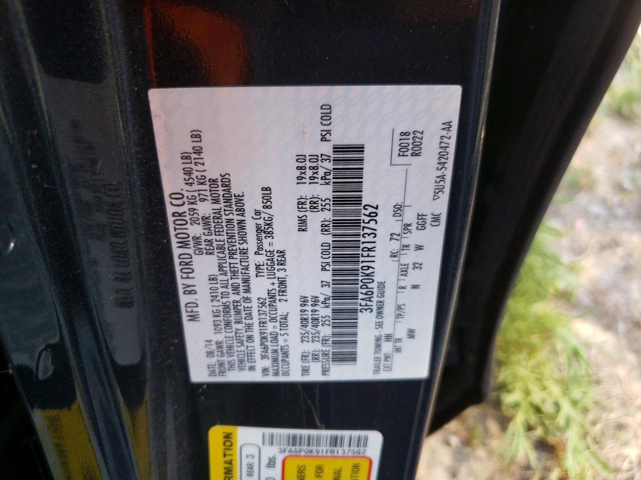 2015 Ford Fusion Titanium Black vin: 3FA6P0K91FR137562