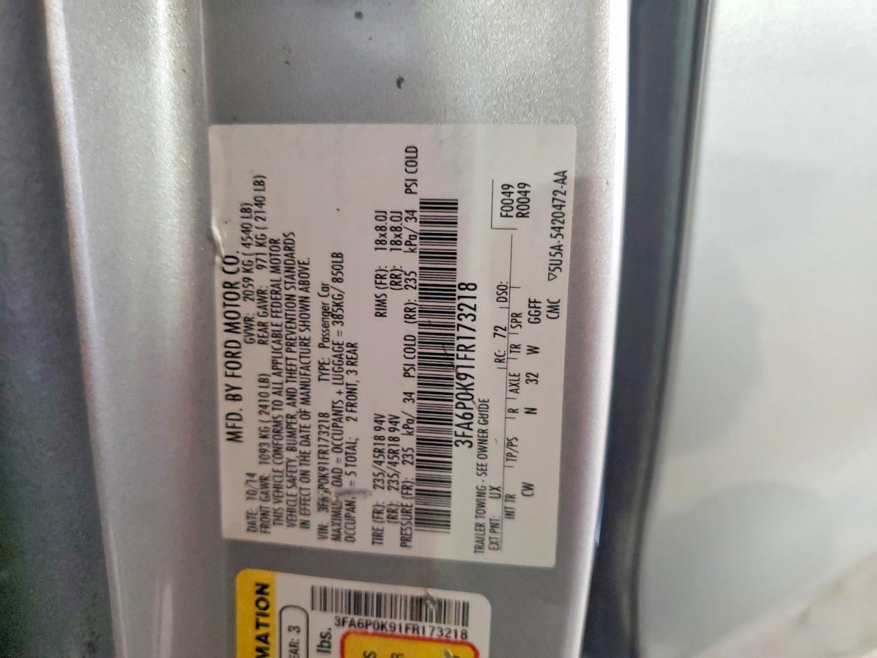 2015 Ford Fusion Titanium Silver vin: 3FA6P0K91FR173218