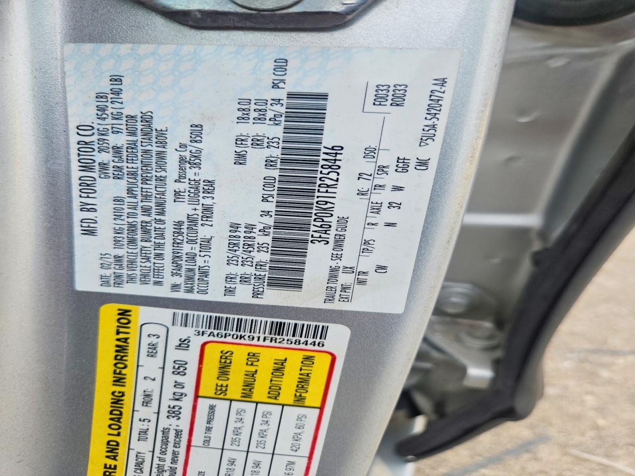 2015 Ford Fusion Titanium Silver vin: 3FA6P0K91FR258446