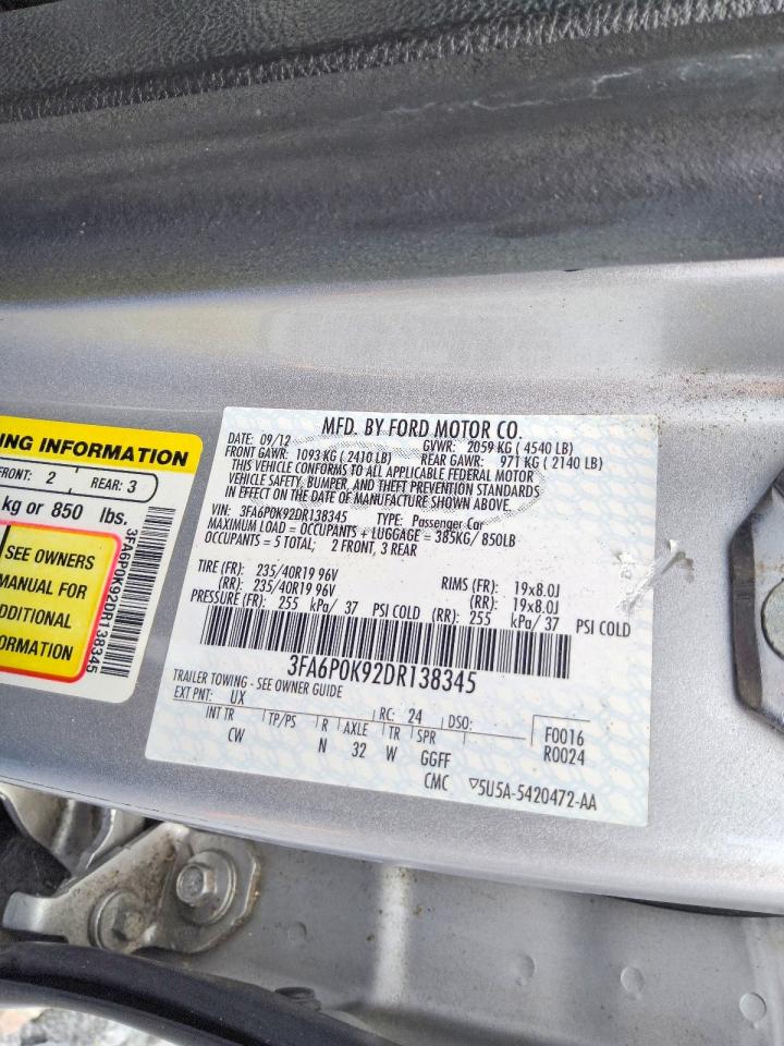 2013 Ford Fusion Titanium Серебряный vin: 3FA6P0K92DR138345