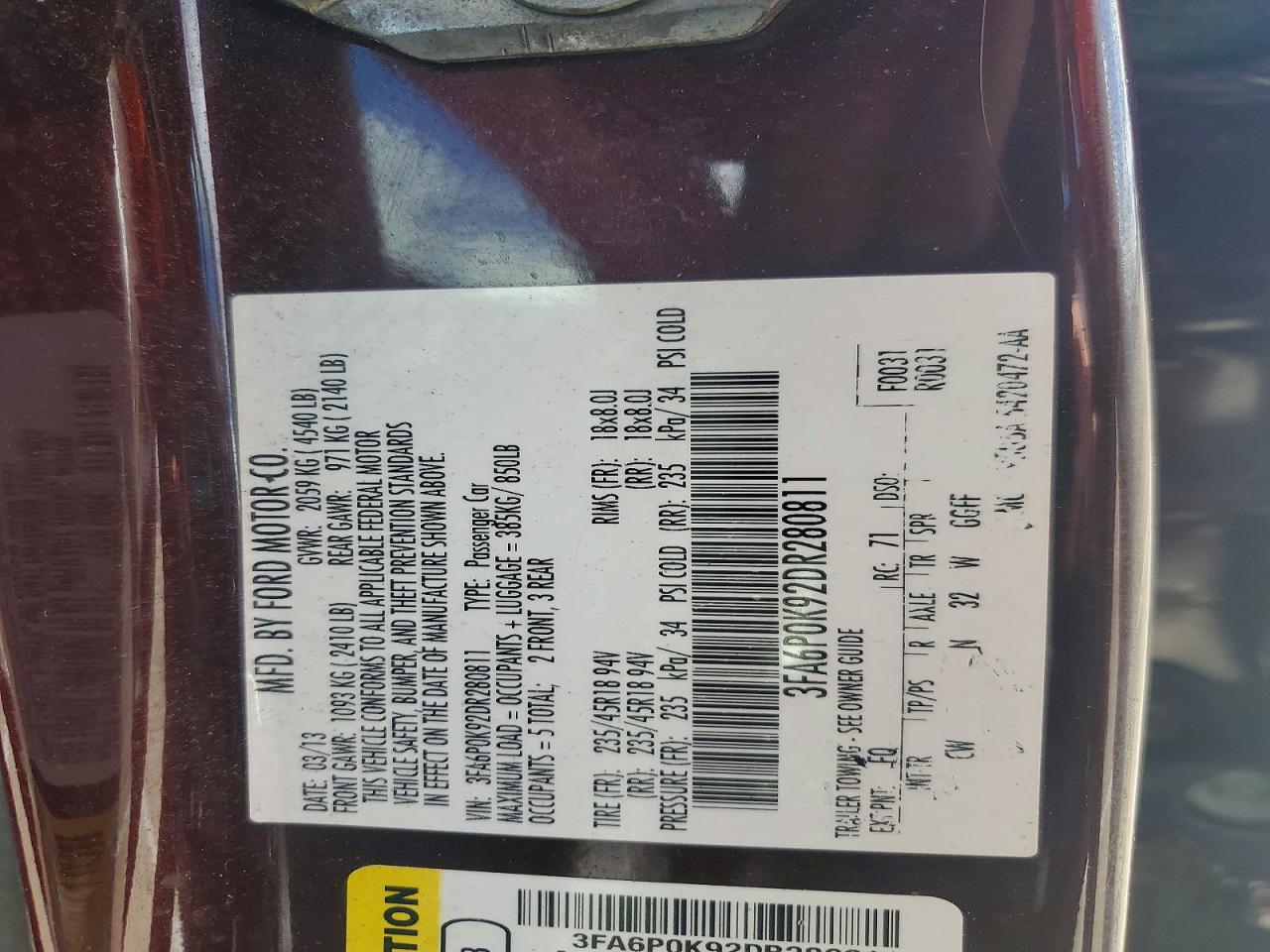 2013 Ford Fusion Titanium Maroon vin: 3FA6P0K92DR280811