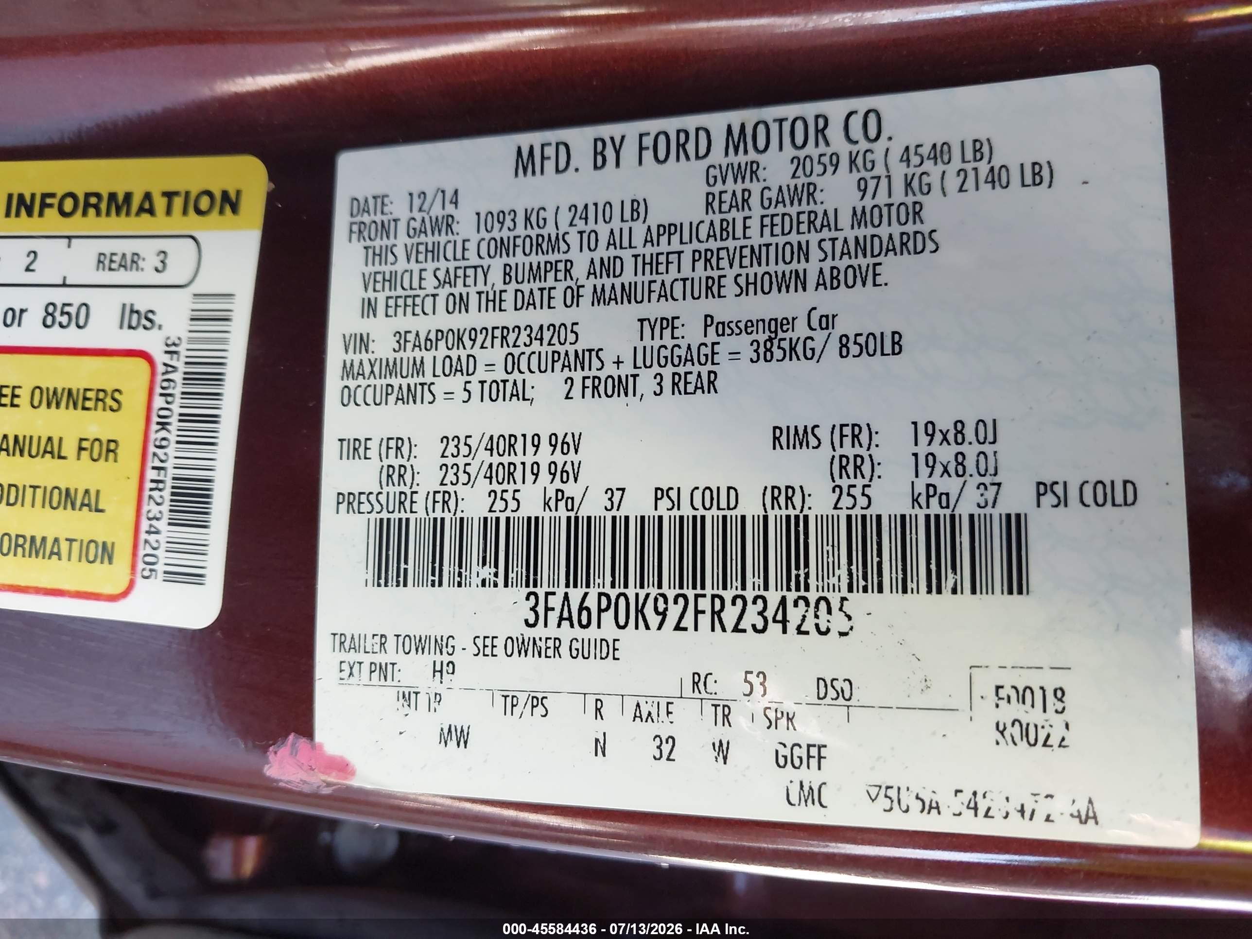 2015 Ford Fusion Titanium Maroon vin: 3FA6P0K92FR234205