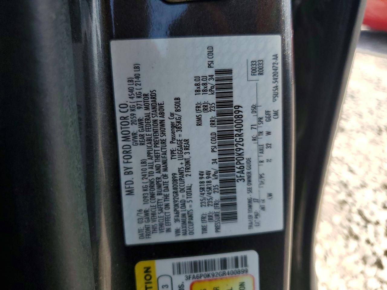 2016 Ford Fusion Titanium Серый vin: 3FA6P0K92GR400899
