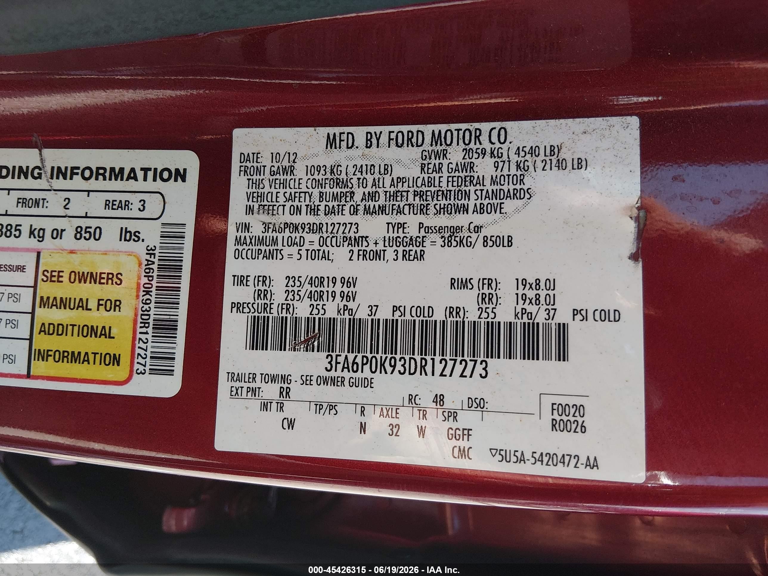 2013 Ford Fusion Titanium Красный vin: 3FA6P0K93DR127273