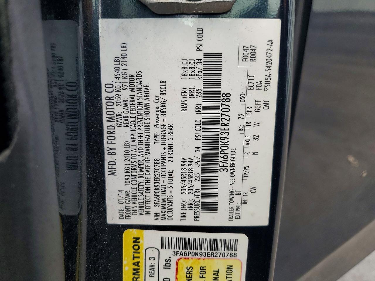 2014 Ford Fusion Titanium Black vin: 3FA6P0K93ER270788