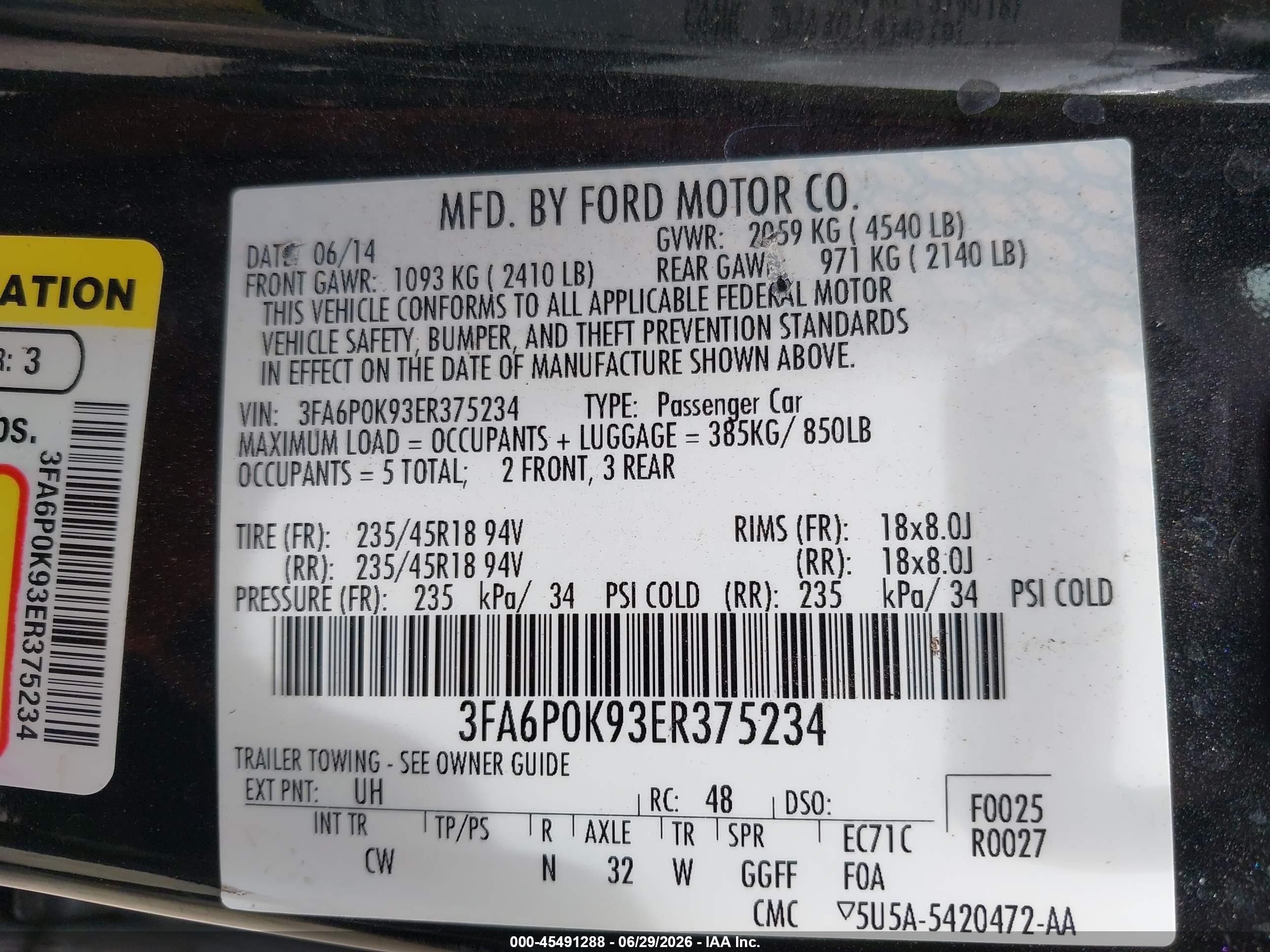 2014 Ford Fusion Titanium Black vin: 3FA6P0K93ER375234