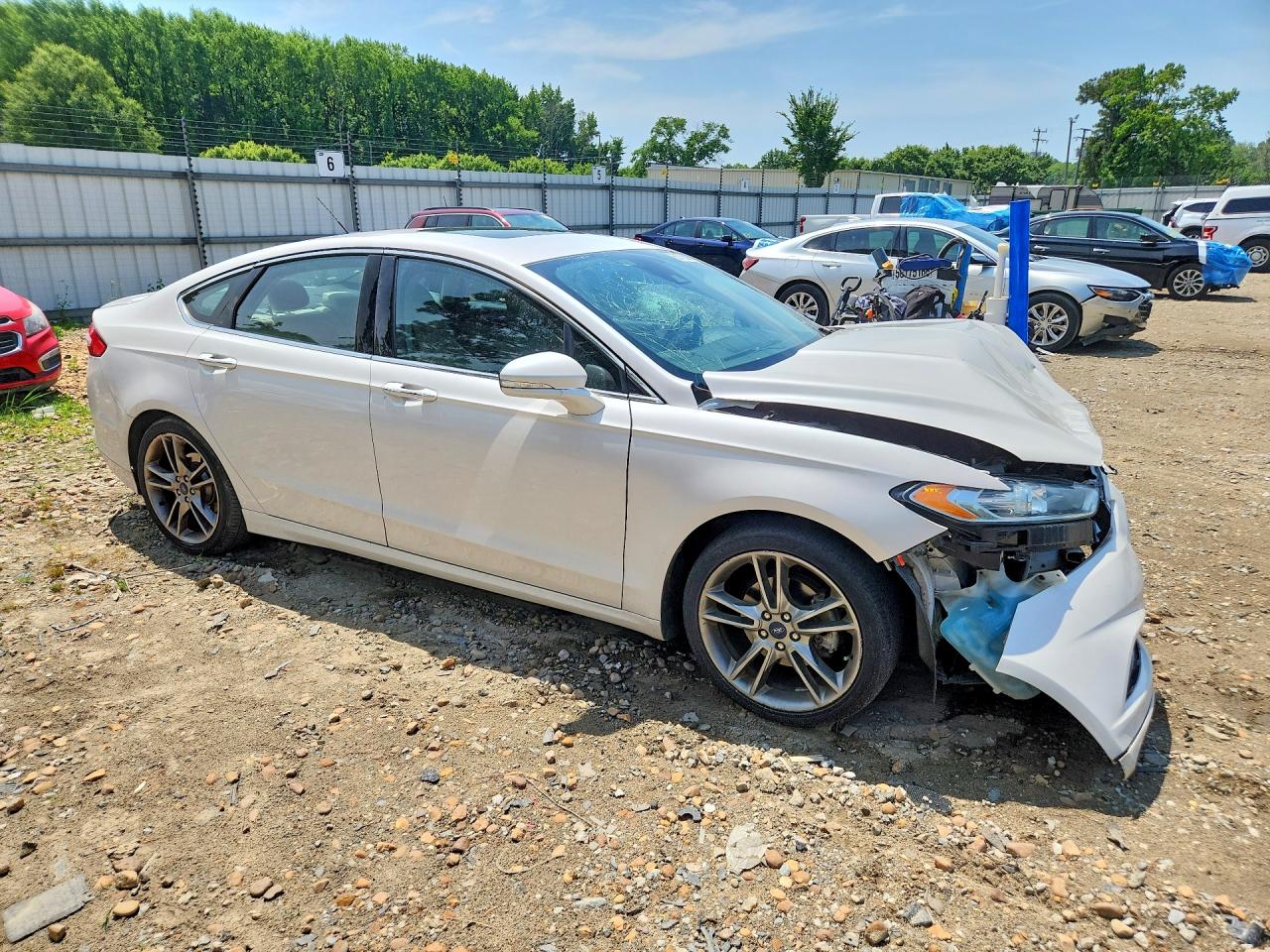 2014 Ford Fusion Titanium White vin: 3FA6P0K93ER387447