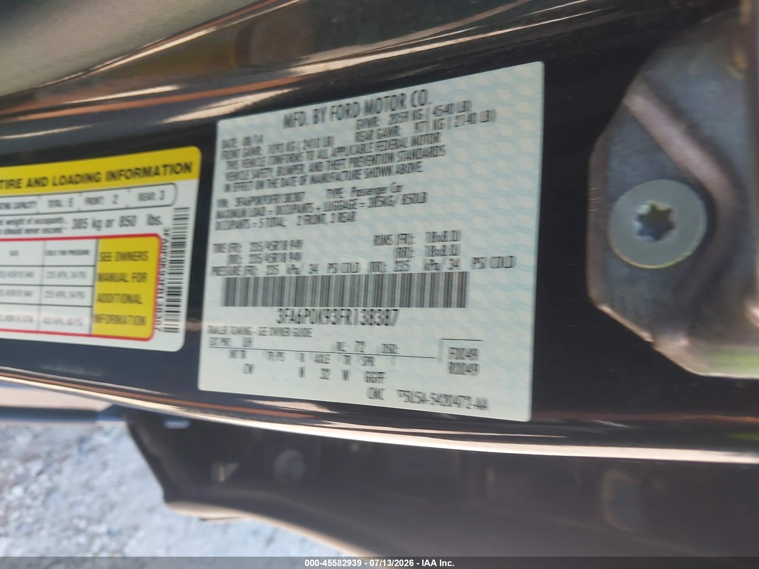 2015 Ford Fusion Titanium Black vin: 3FA6P0K93FR138387