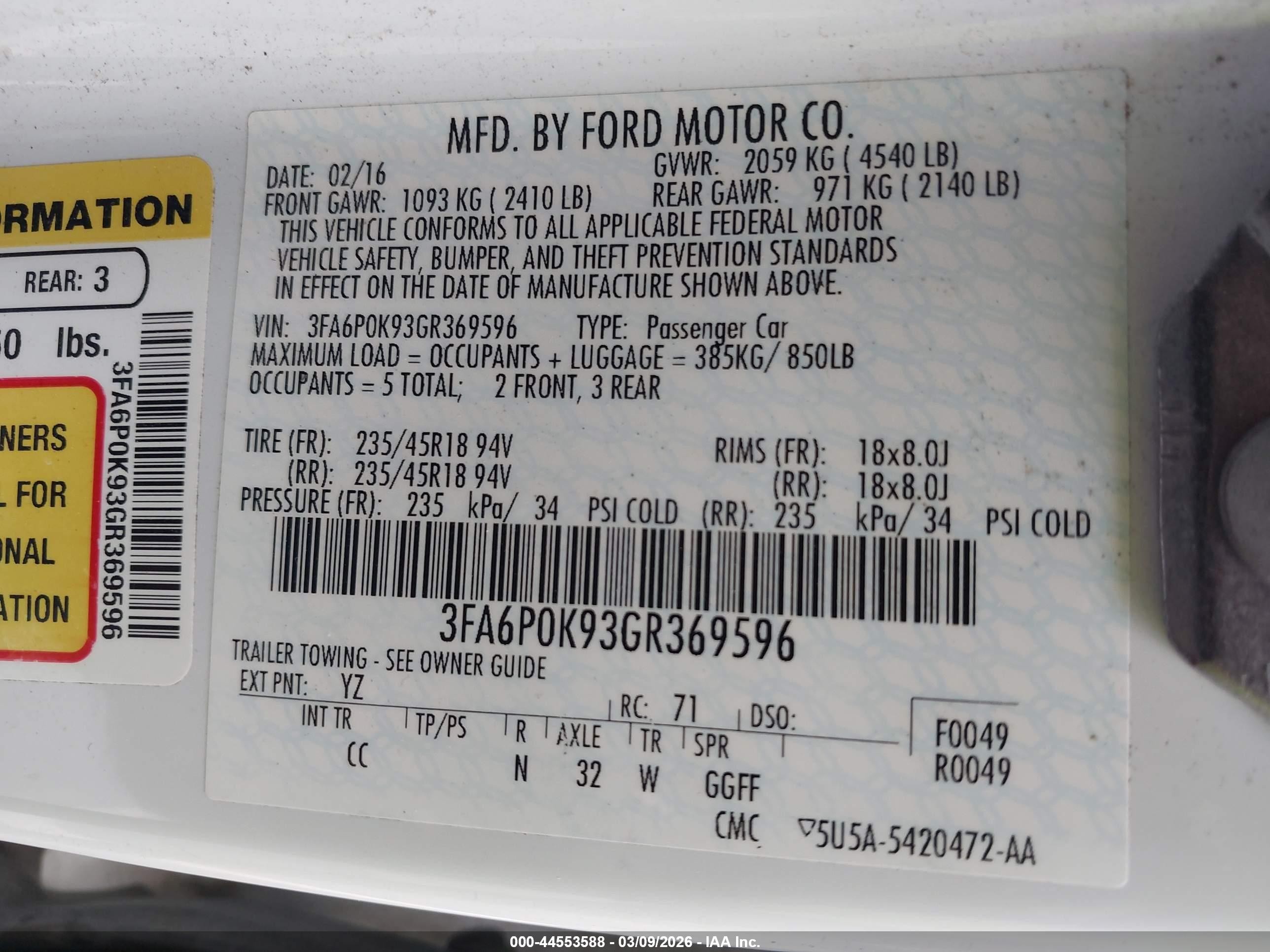 2016 Ford Fusion Titanium Белый vin: 3FA6P0K93GR369596