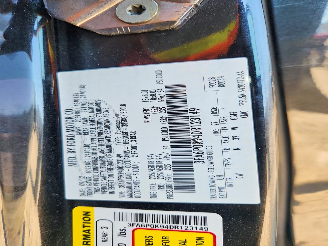 2013 Ford Fusion Titanium Black vin: 3FA6P0K94DR123149