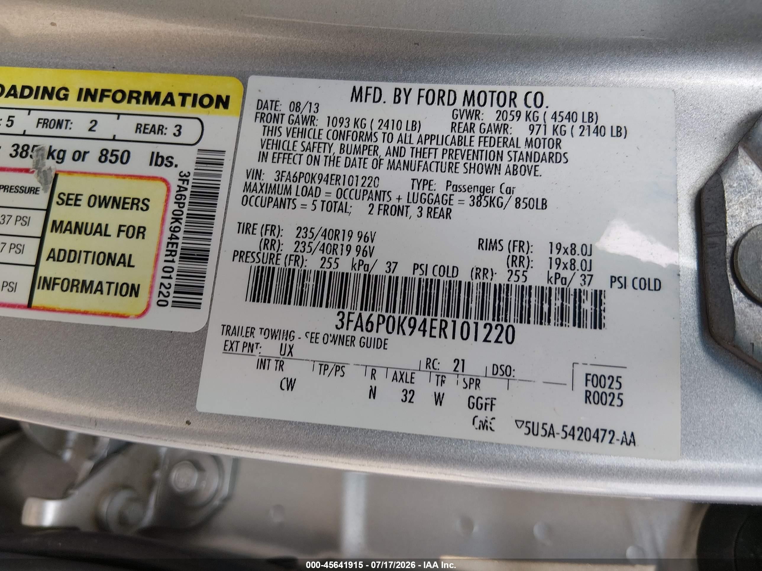 2014 Ford Fusion Titanium Silver vin: 3FA6P0K94ER101220