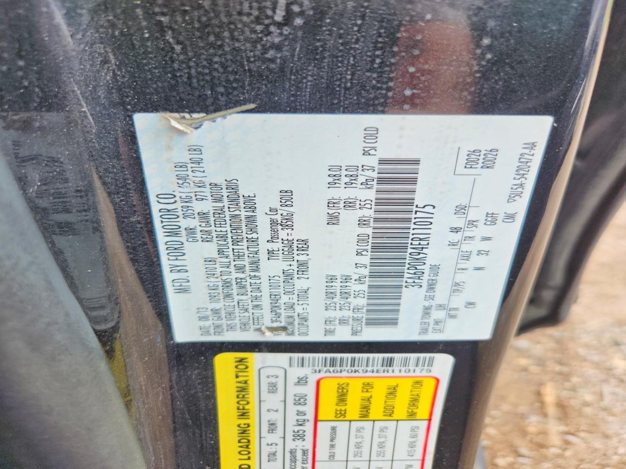 2014 Ford Fusion Titanium Black vin: 3FA6P0K94ER110175