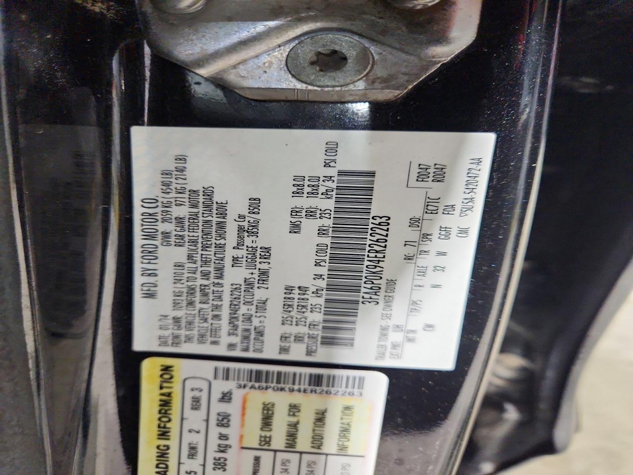 2014 Ford Fusion Titanium Black vin: 3FA6P0K94ER262263