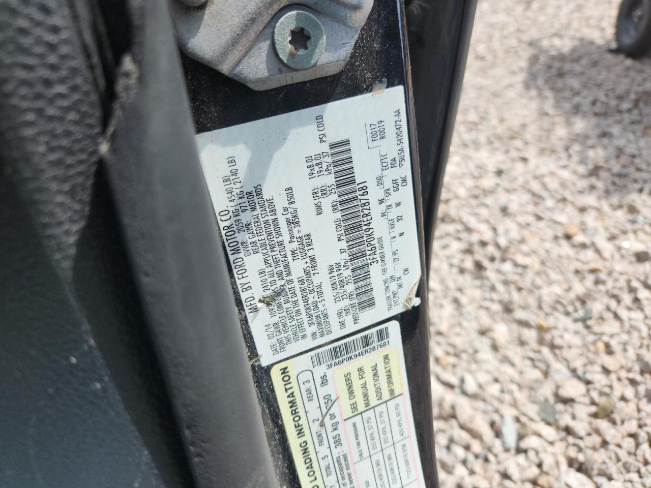 2014 Ford Fusion Titanium Черный vin: 3FA6P0K94ER287681