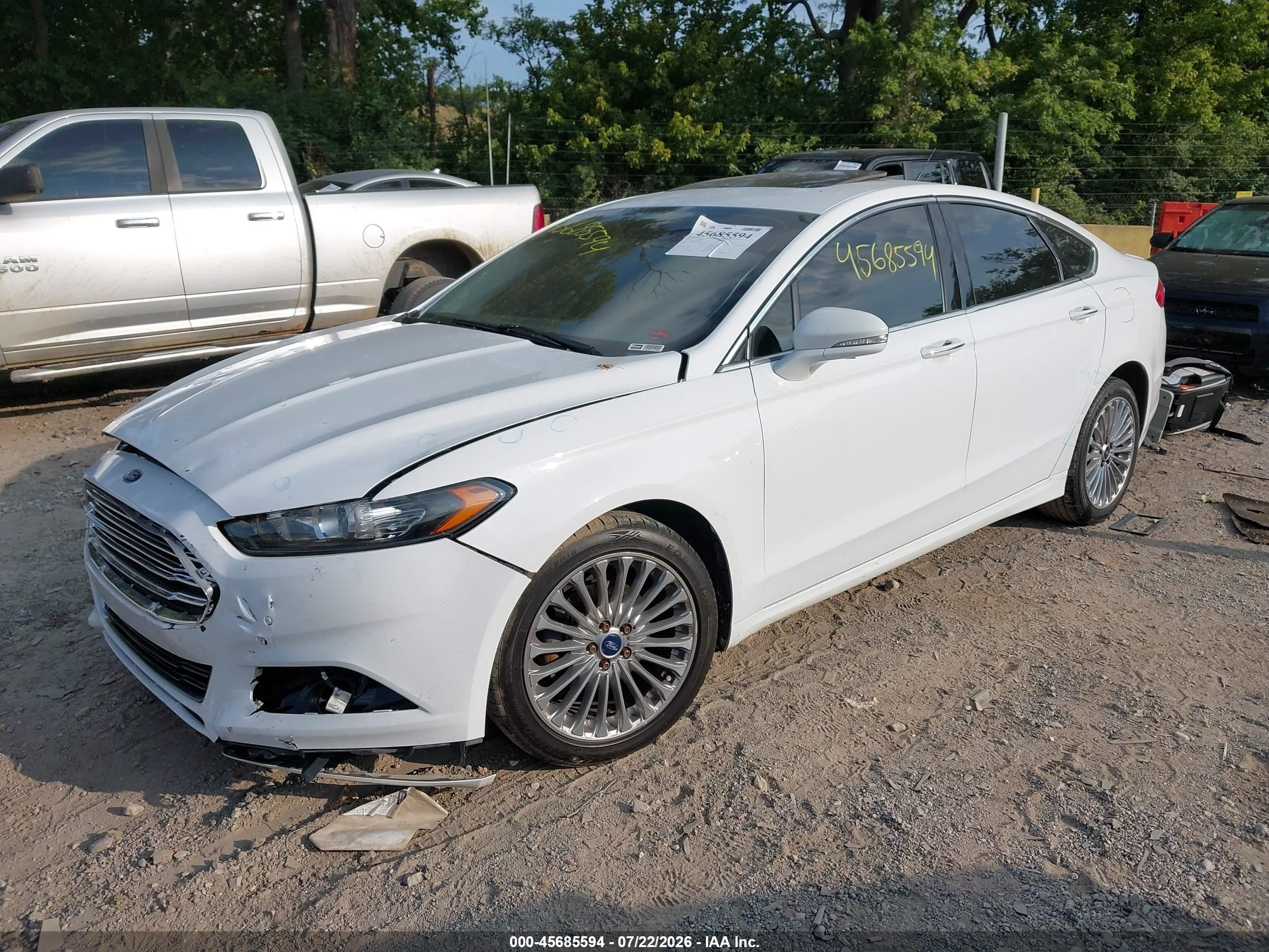 2015 Ford Fusion Titanium White vin: 3FA6P0K94FR130265